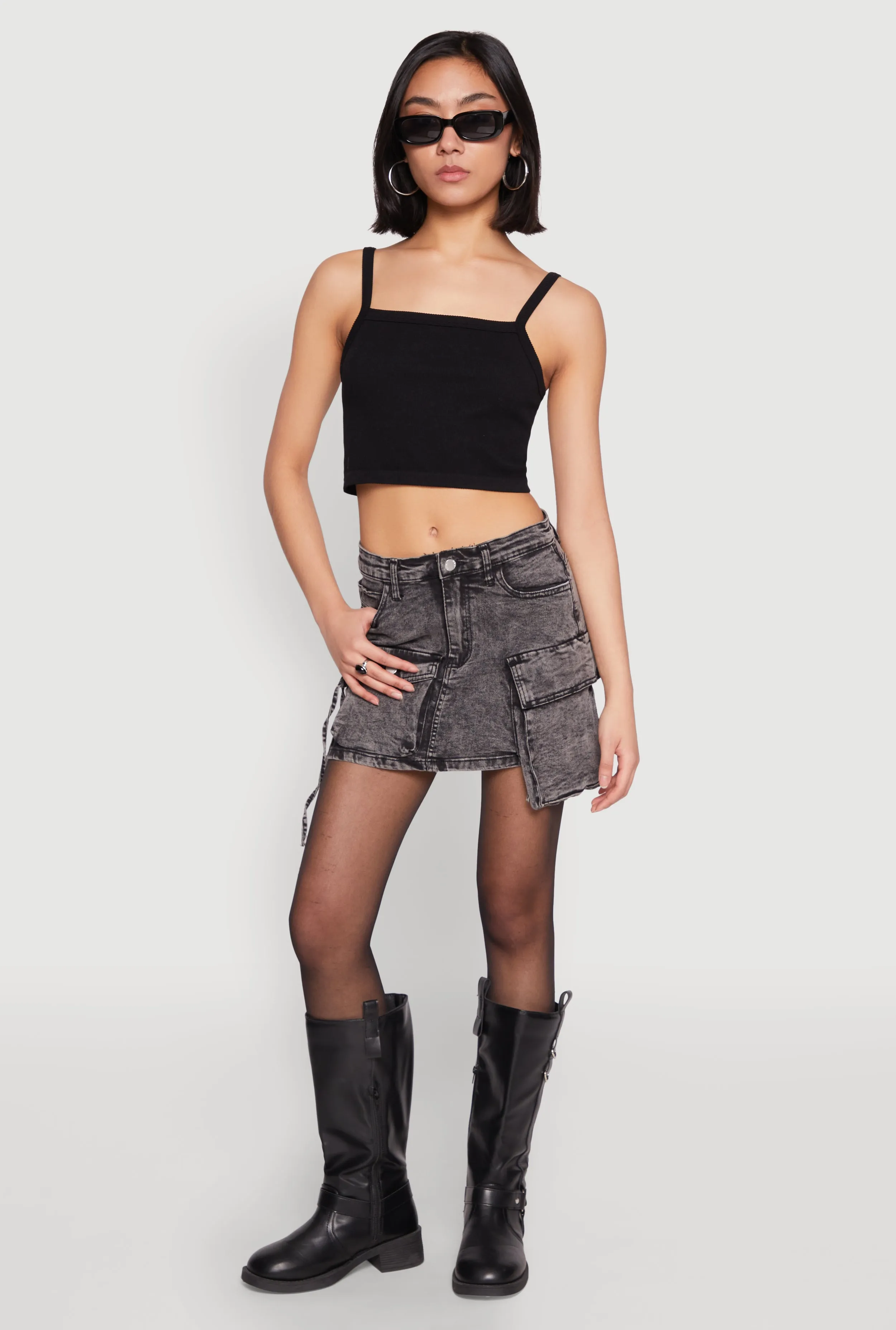 Daisy Mineral Wash Cargo Denim Skirt sold by Rainbow