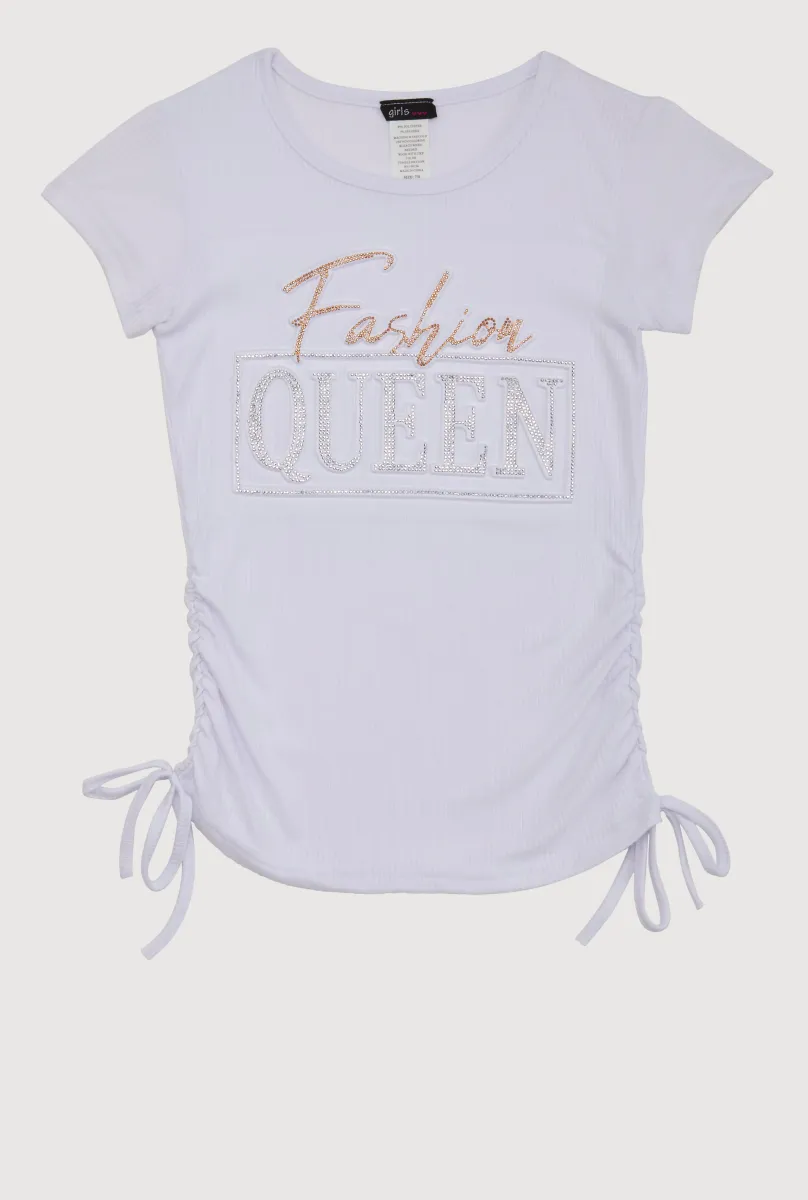 Girls 3D Fashion Queen Rhinestone Graphic Top sold by Rainbow
