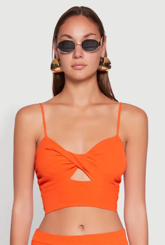Airy Twist Front Crop Top sold by Rainbow