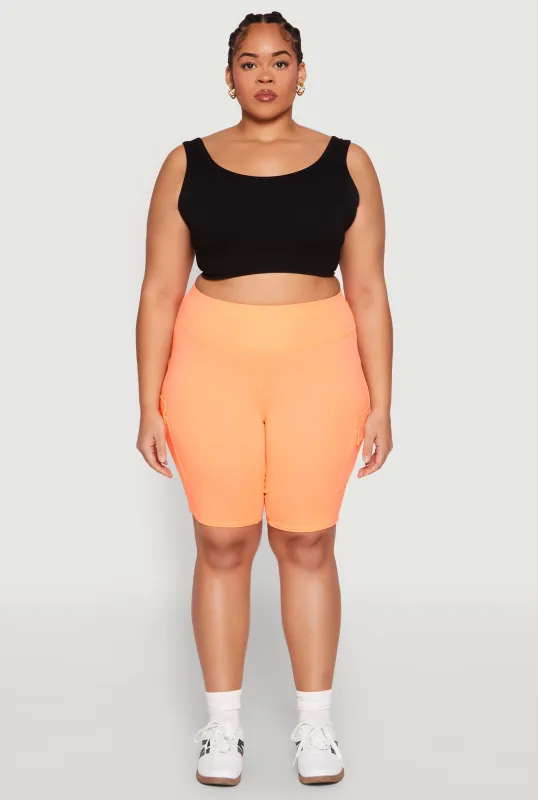 Plus Size Spandex Cargo Biker Shorts sold by Rainbow