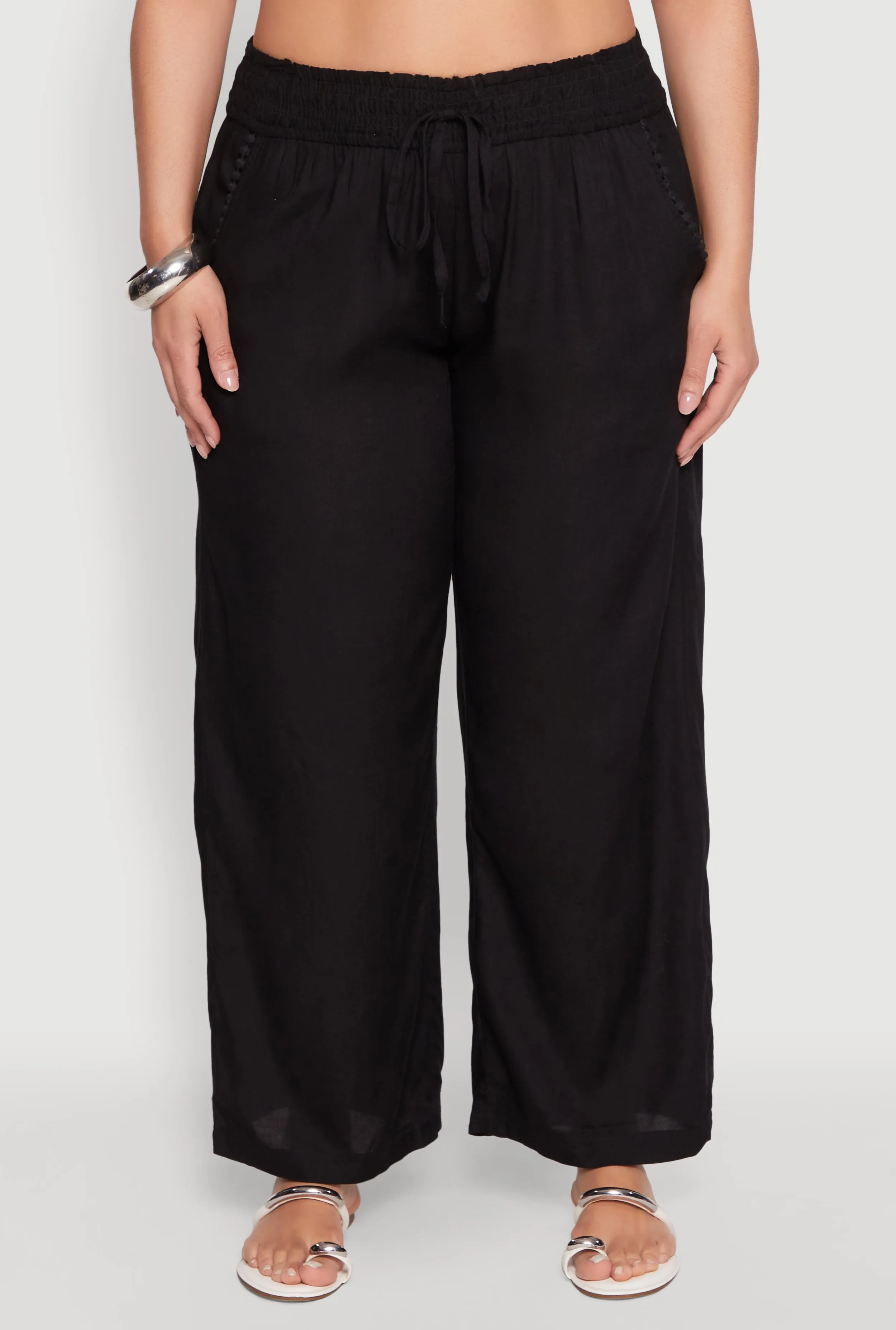 Plus Size Smocked Waist Palazzo Pants sold by Rainbow product image thumbnail 5