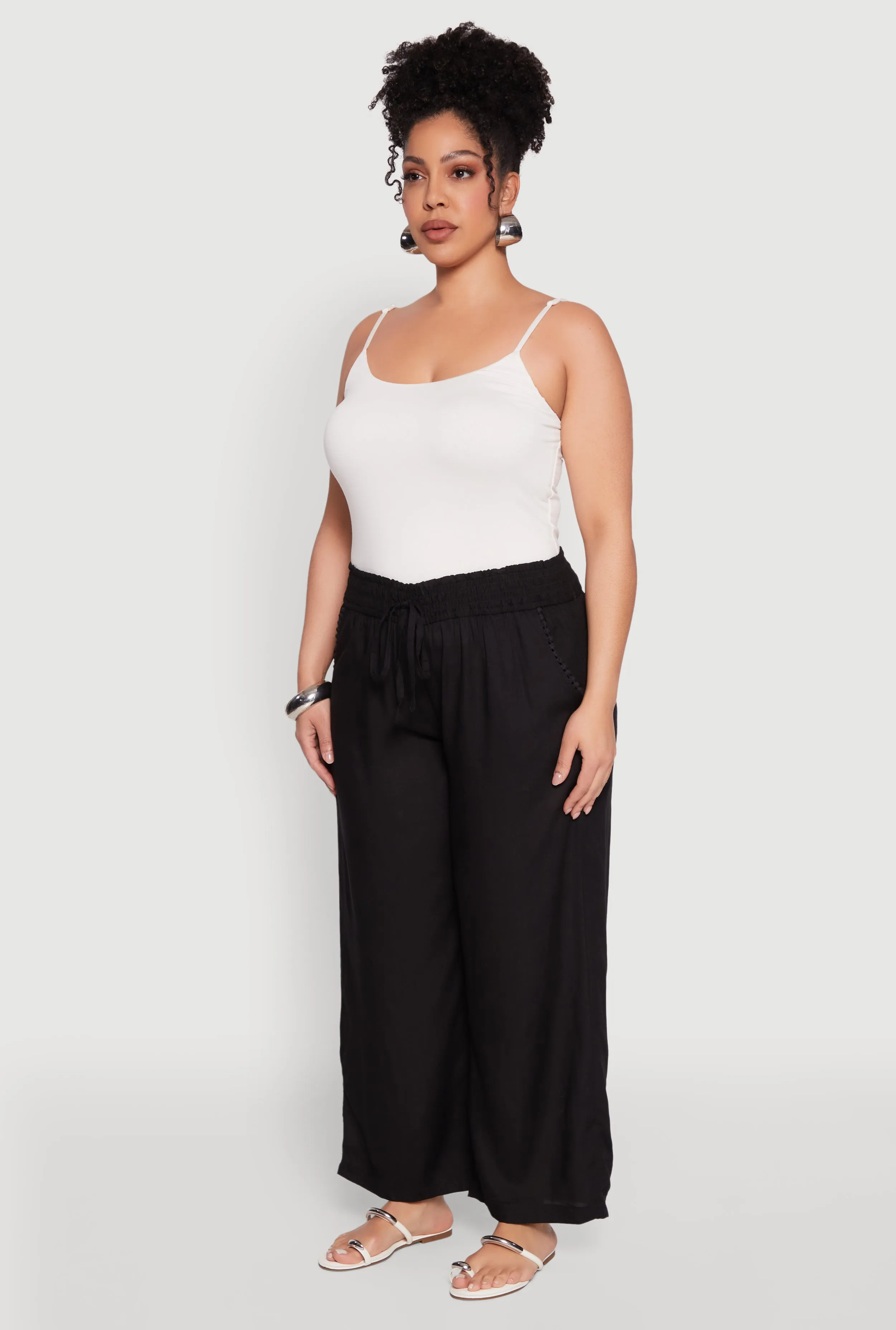 Plus Size Smocked Waist Palazzo Pants sold by Rainbow product image thumbnail 3
