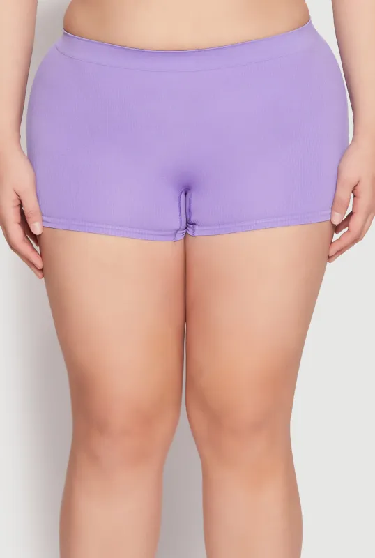 Plus Size Ribbed Seamless Boyshort Panty sold by Rainbow
