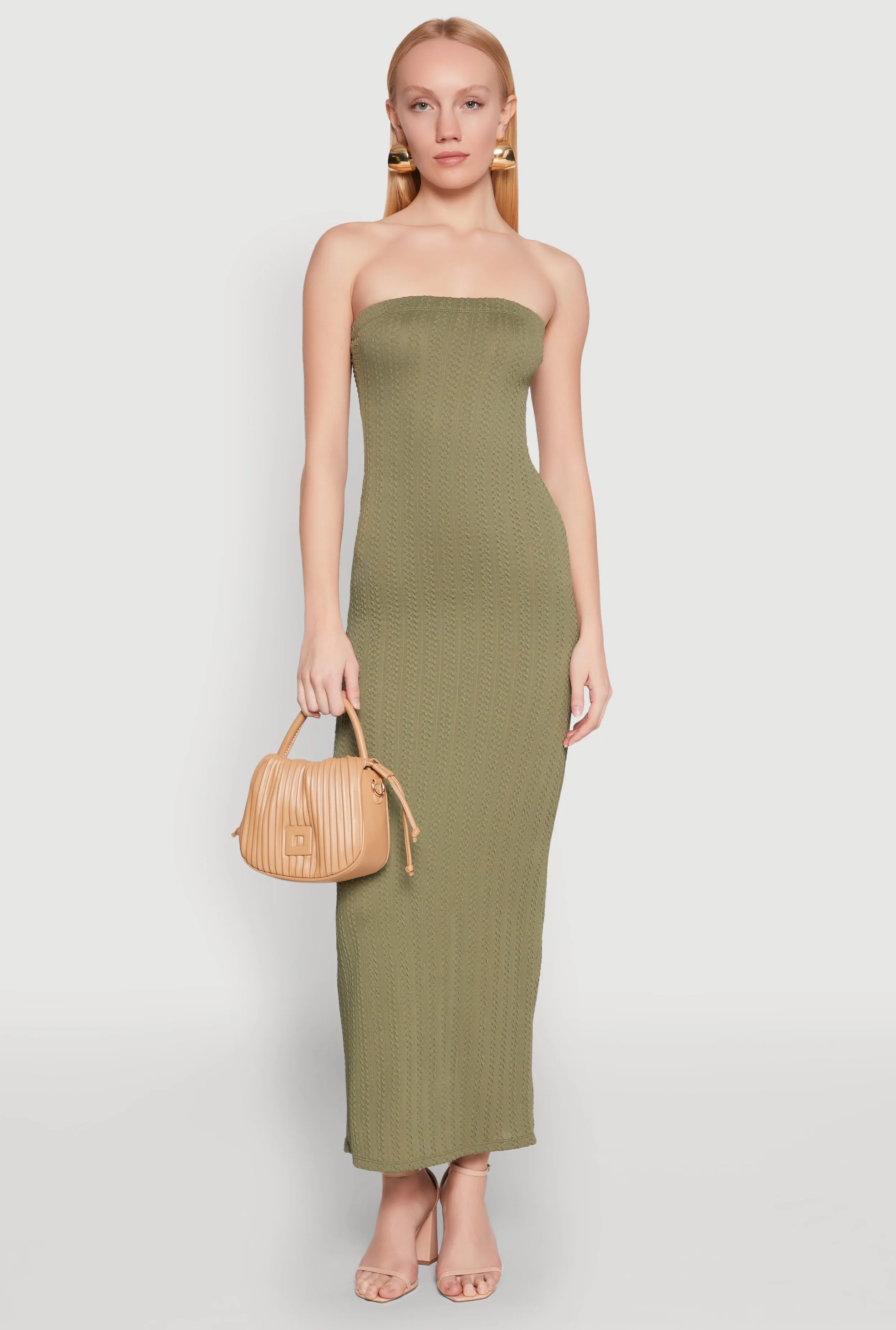 Textured Knit Back Slit Maxi Tube Dress sold by Rainbow product image thumbnail 2