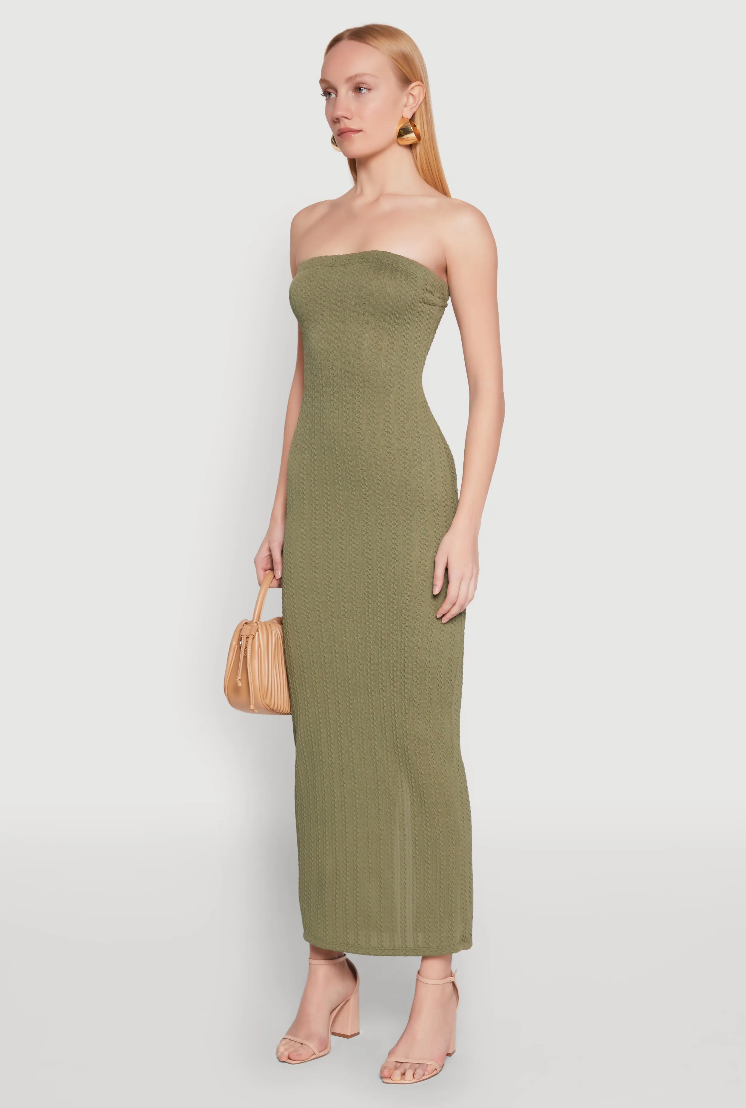 Textured Knit Back Slit Maxi Tube Dress sold by Rainbow product image thumbnail 3