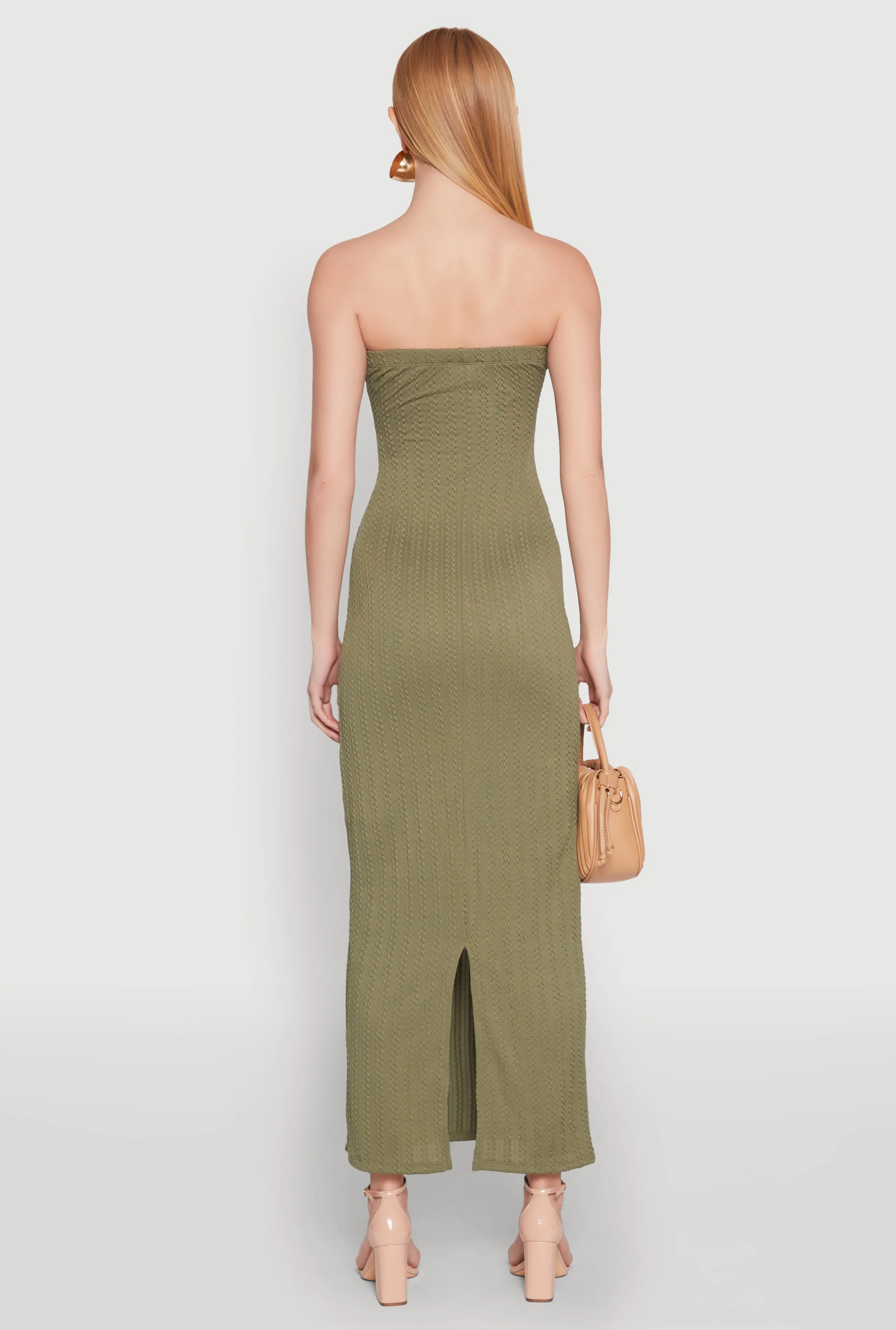 Textured Knit Back Slit Maxi Tube Dress sold by Rainbow product image thumbnail 5