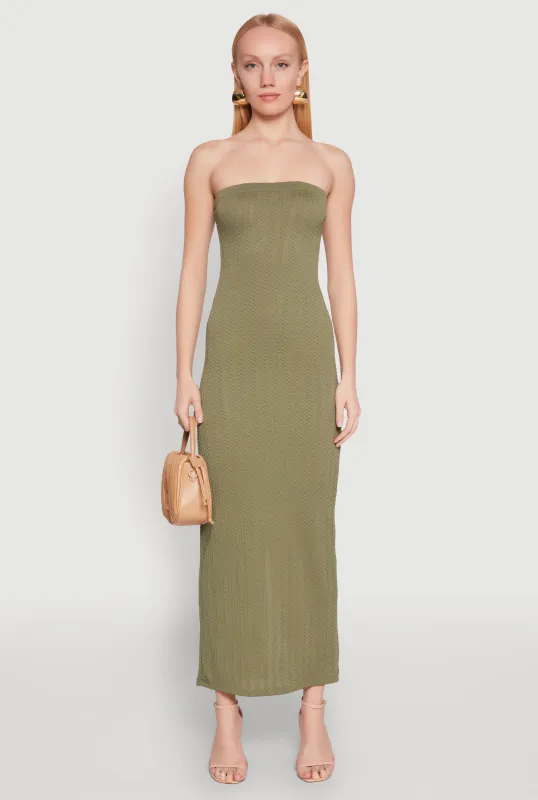 Textured Knit Back Slit Maxi Tube Dress sold by Rainbow