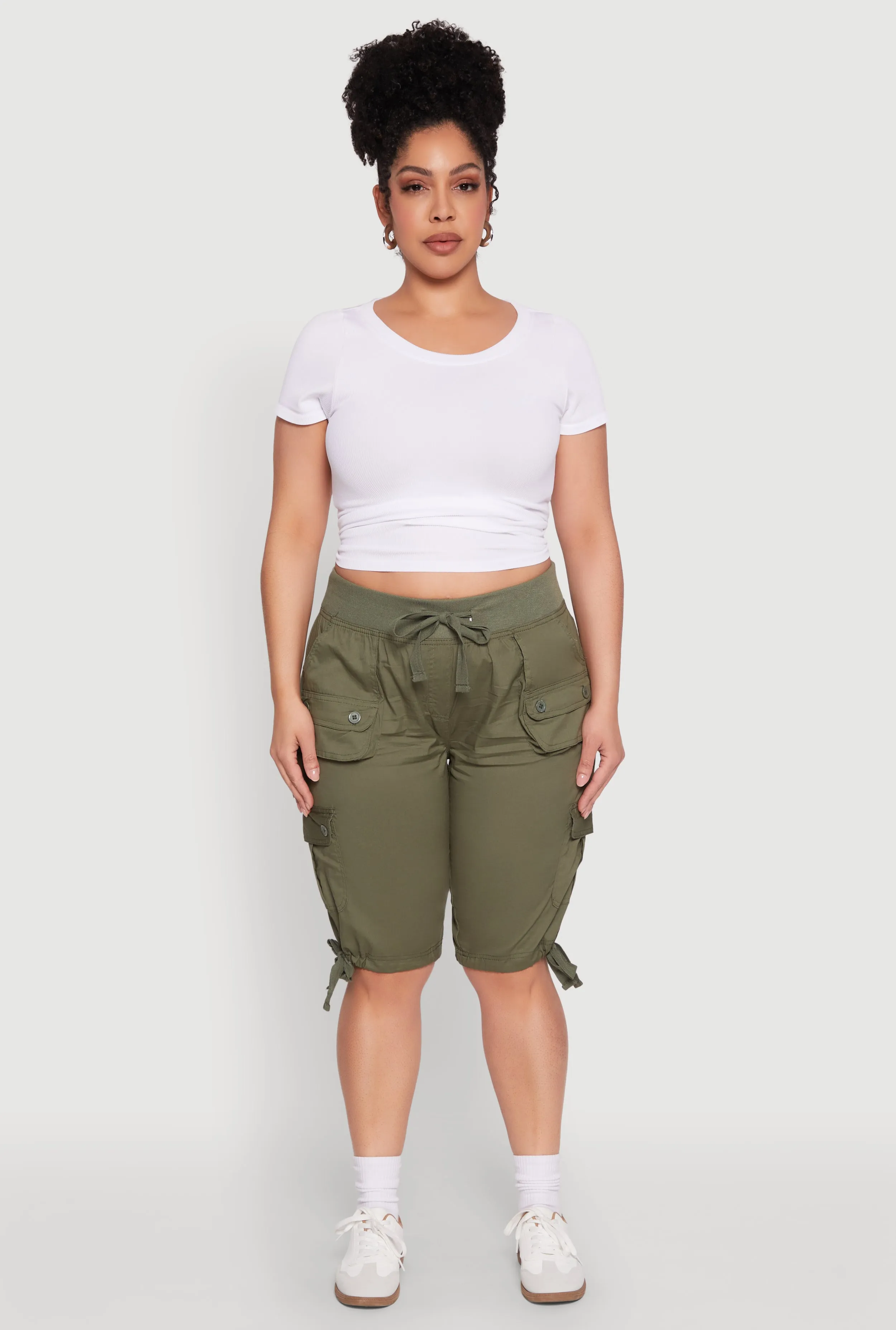 Plus Size Tie Hem Cargo Bermuda Shorts sold by Rainbow product image thumbnail 2