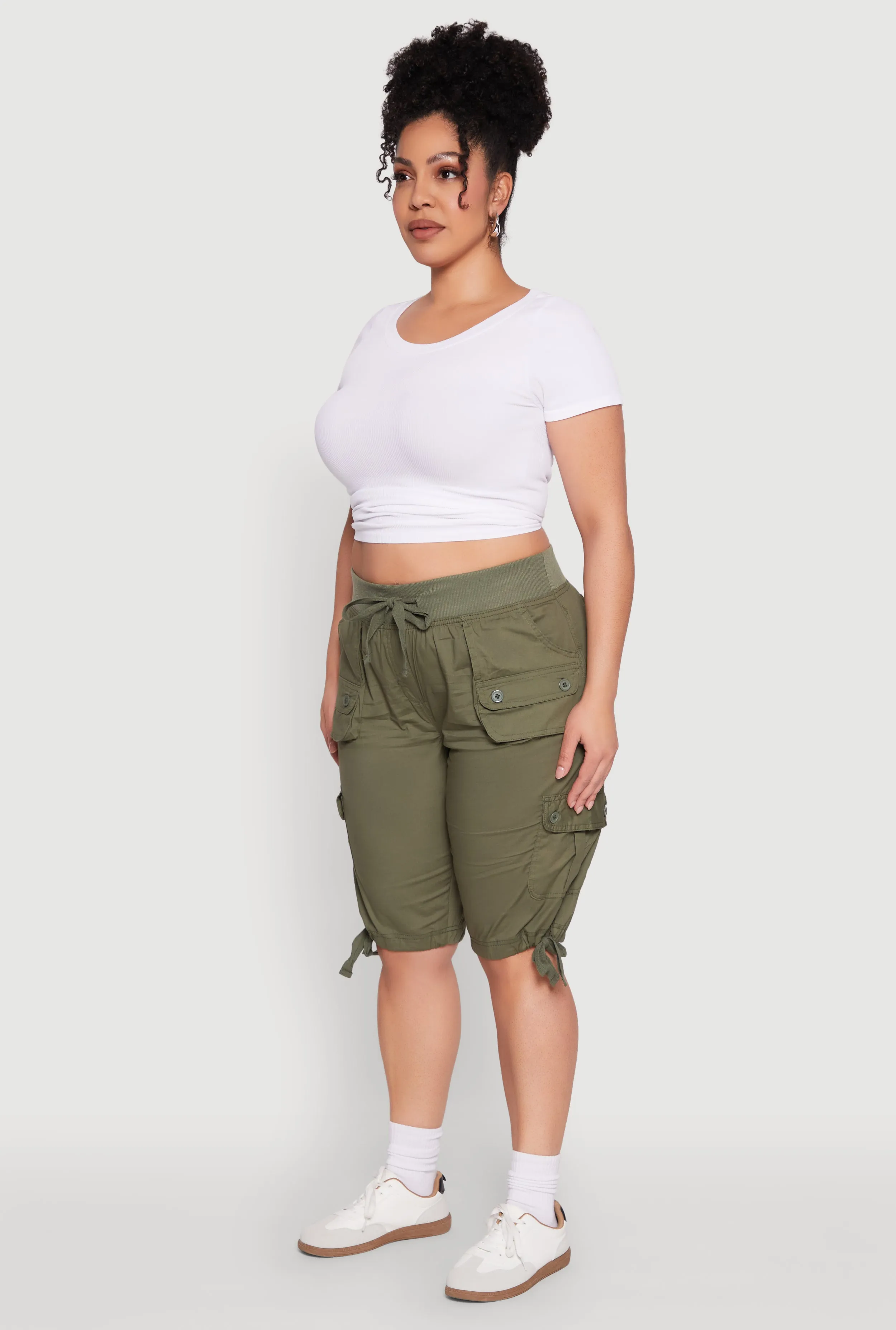 Plus Size Tie Hem Cargo Bermuda Shorts sold by Rainbow product image thumbnail 3
