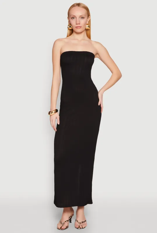 Textured Knit Back Slit Maxi Tube Dress sold by Rainbow