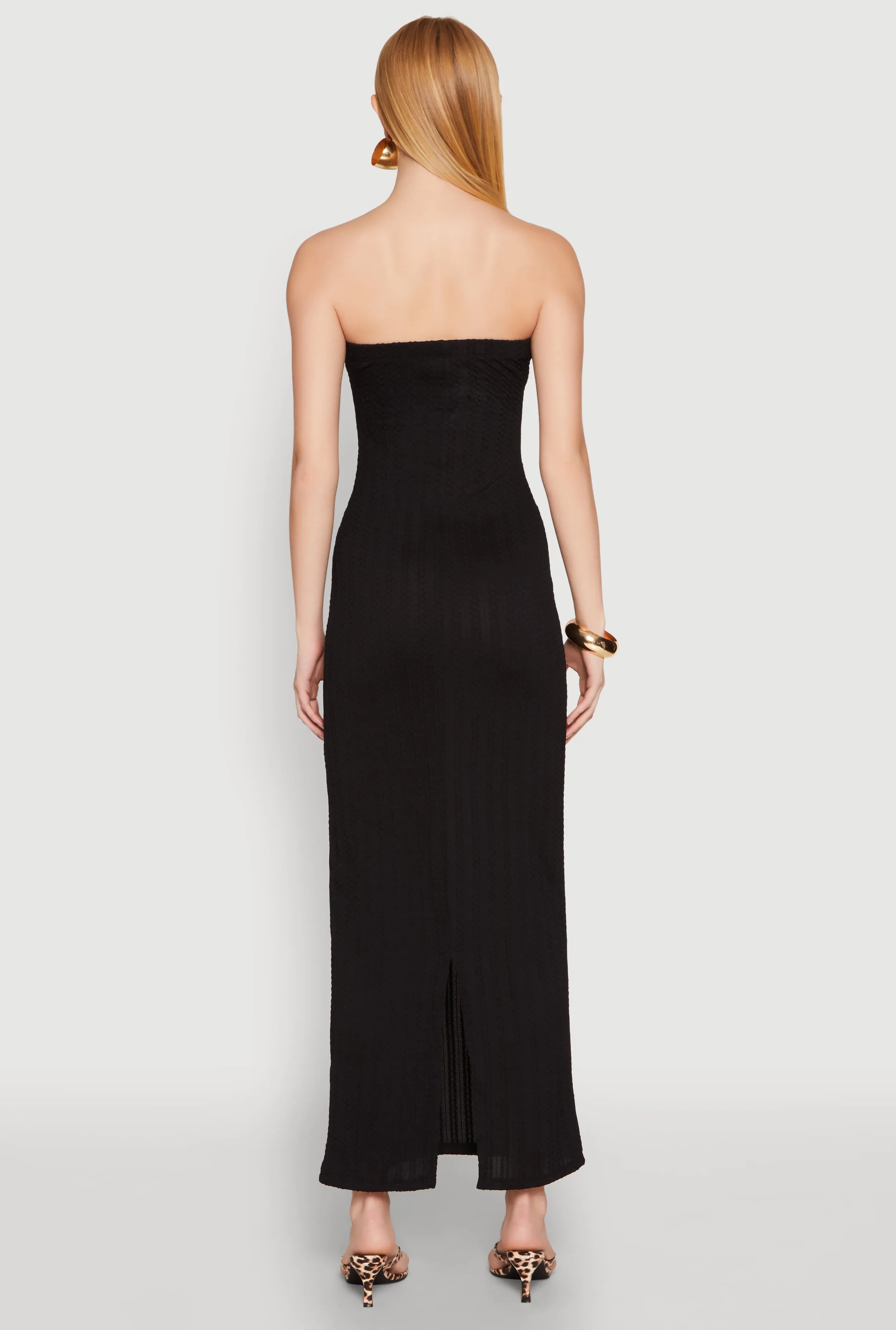Textured Knit Back Slit Maxi Tube Dress sold by Rainbow product image thumbnail 5