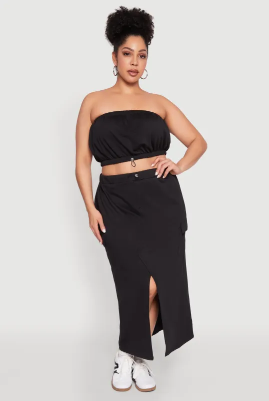 Plus Size Almost Famous Fleece Maxi Cargo Skirt sold by Rainbow