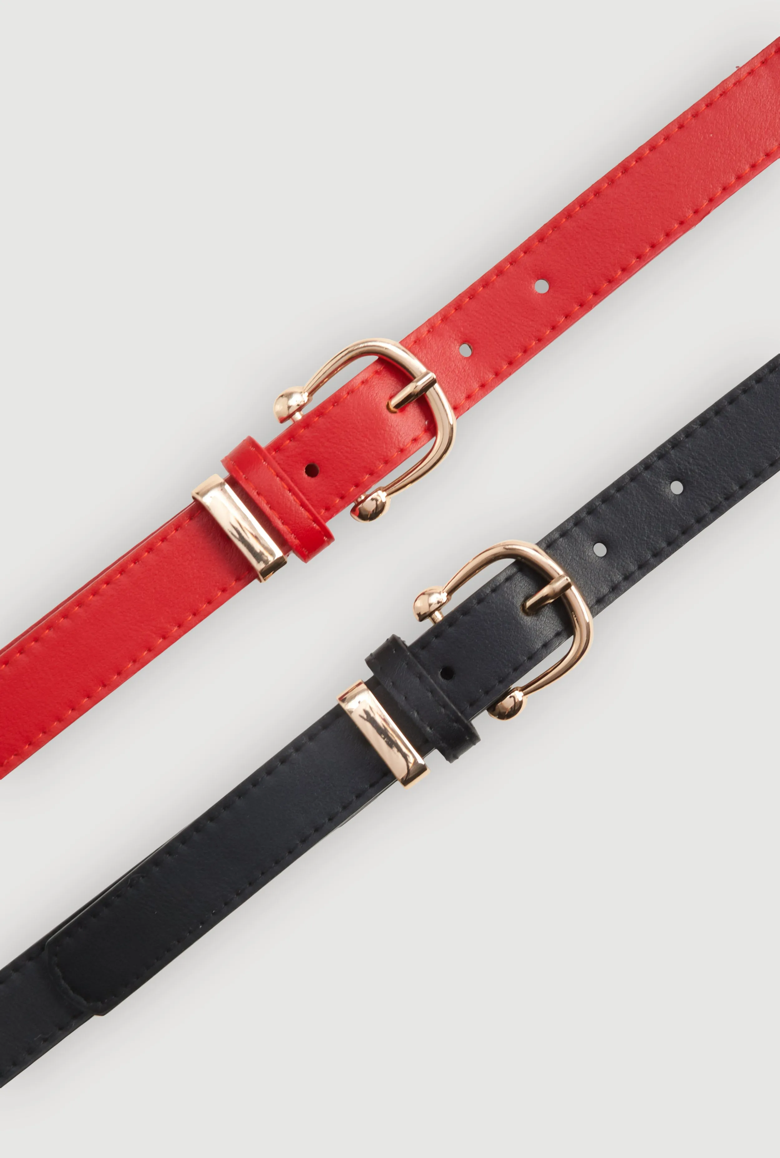 Square Metallic Buckle Faux Leather Belt 2 Pack sold by Rainbow