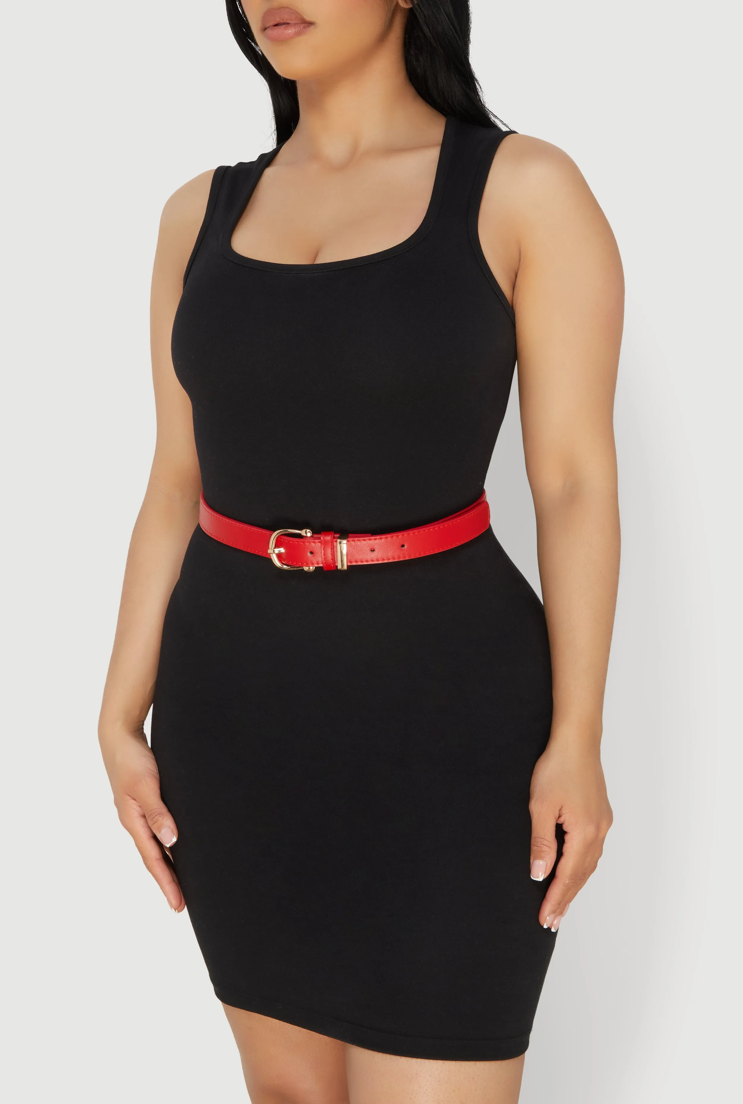 Square Metallic Buckle Faux Leather Belt 2 Pack sold by Rainbow product image thumbnail 2