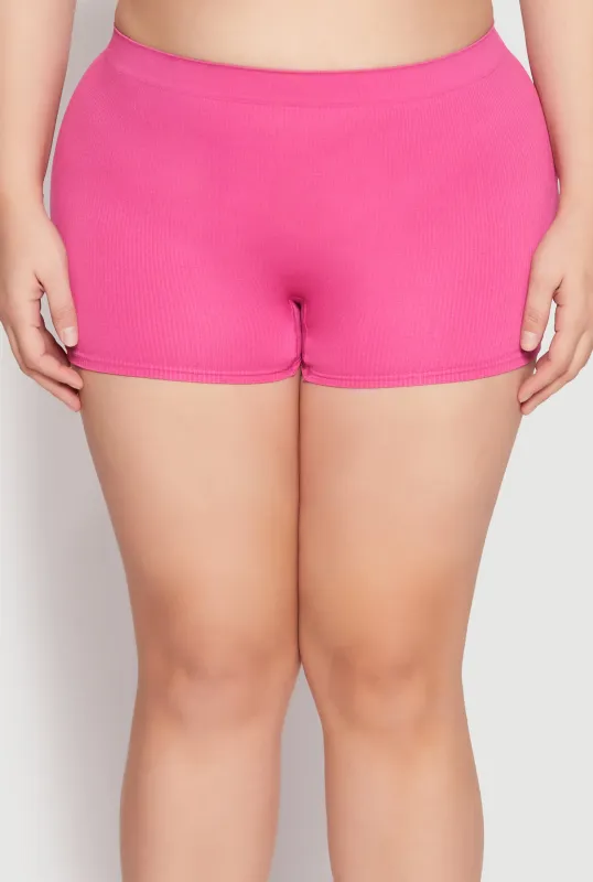 Plus Size Ribbed Seamless Boyshort Panty sold by Rainbow