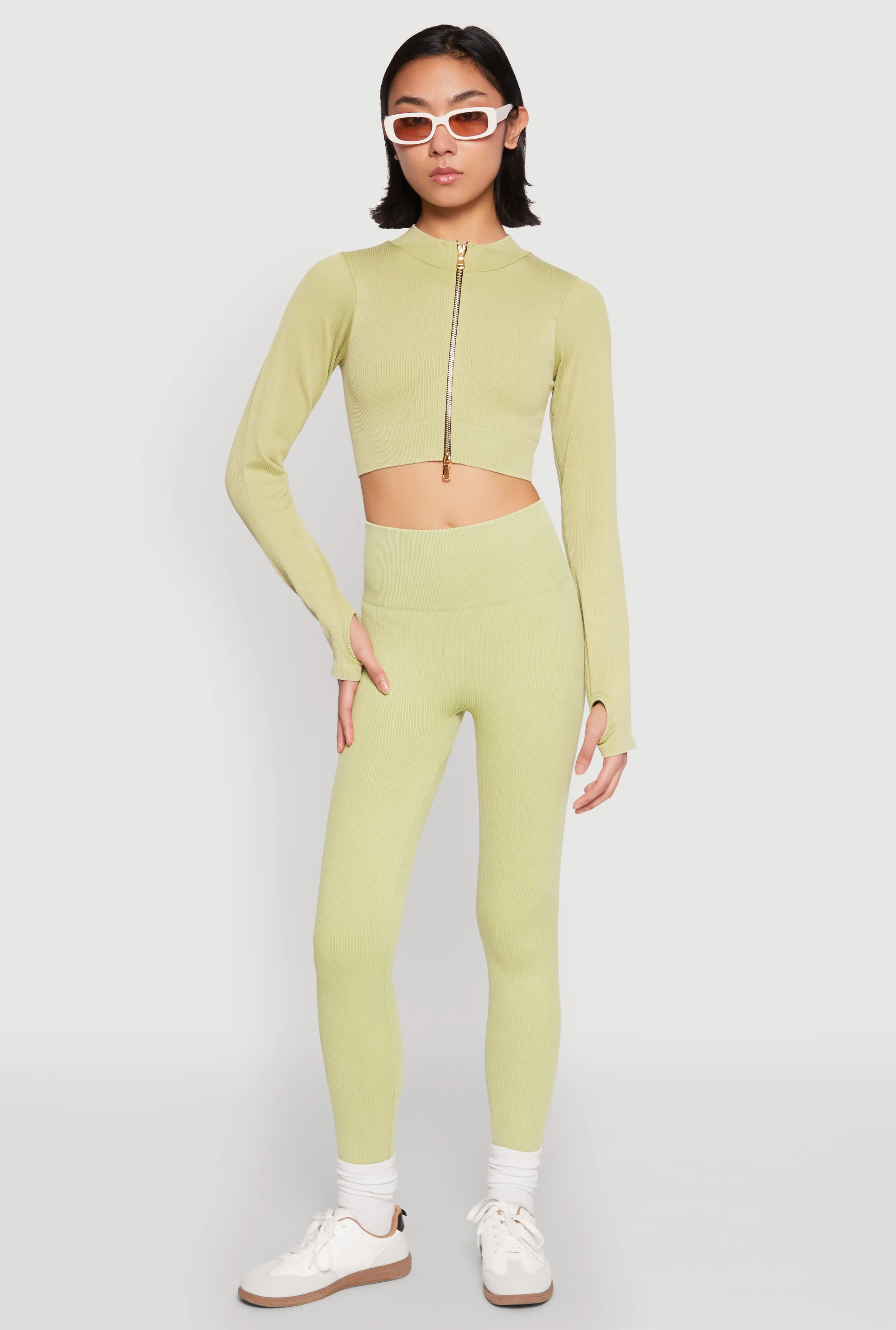 Daisy Ribbed Knit Cropped Track Jacket sold by Rainbow product image thumbnail 3