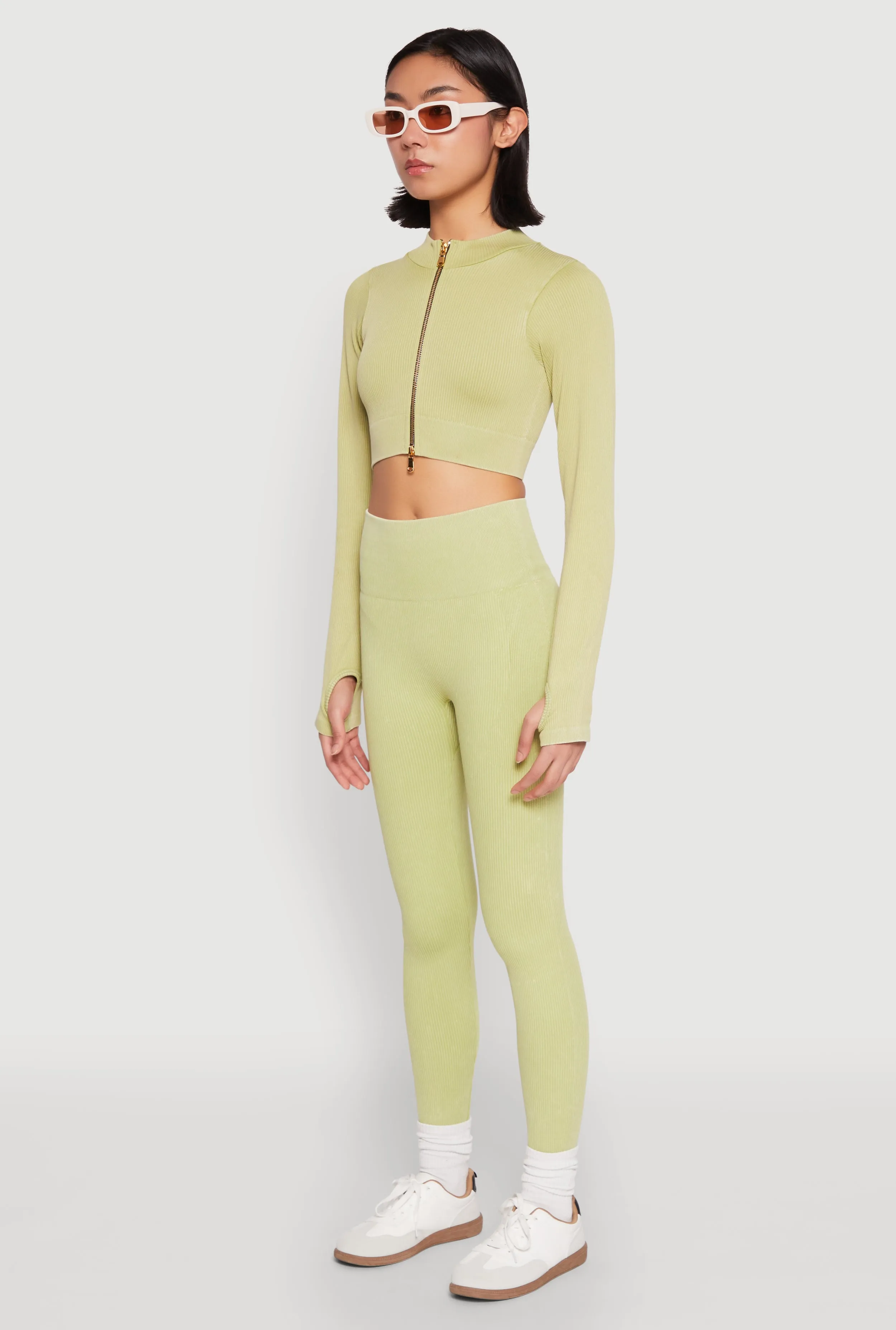 Daisy Ribbed Knit Cropped Track Jacket sold by Rainbow product image thumbnail 5