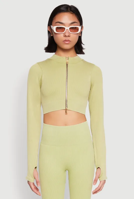 Daisy Ribbed Knit Cropped Track Jacket sold by Rainbow