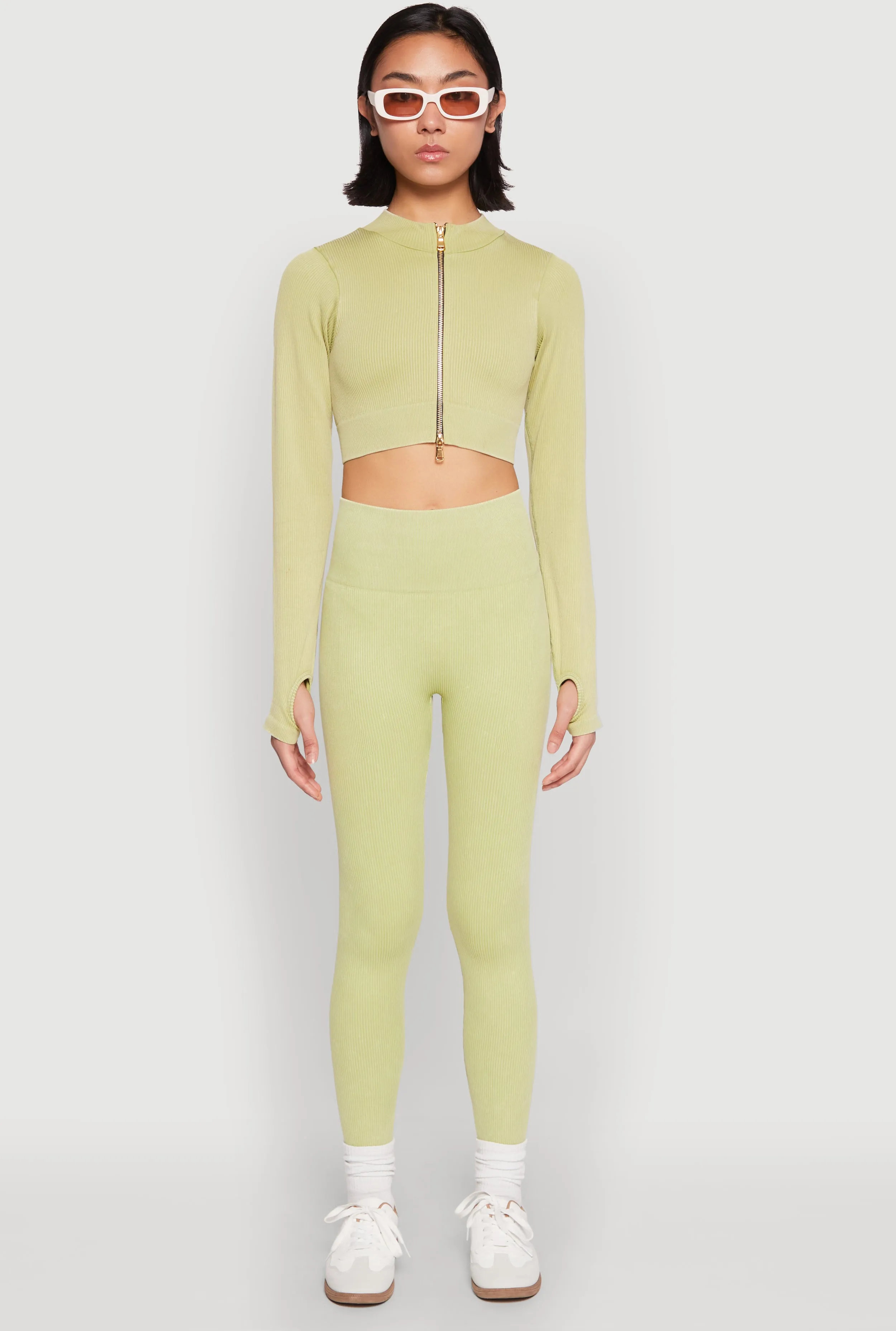 Daisy Ribbed Knit Cropped Track Jacket sold by Rainbow product image thumbnail 2