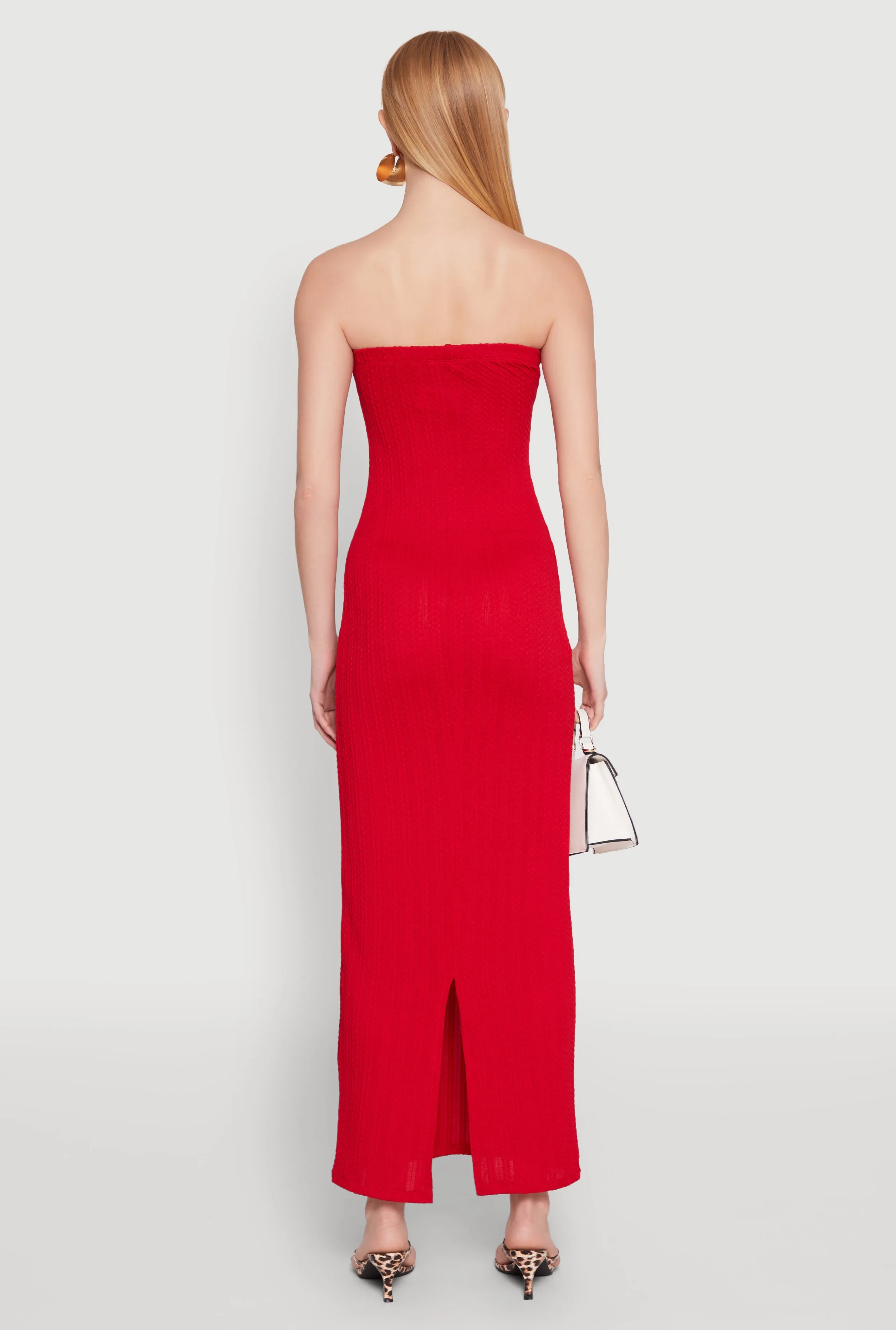 Textured Knit Back Slit Maxi Tube Dress sold by Rainbow product image thumbnail 5