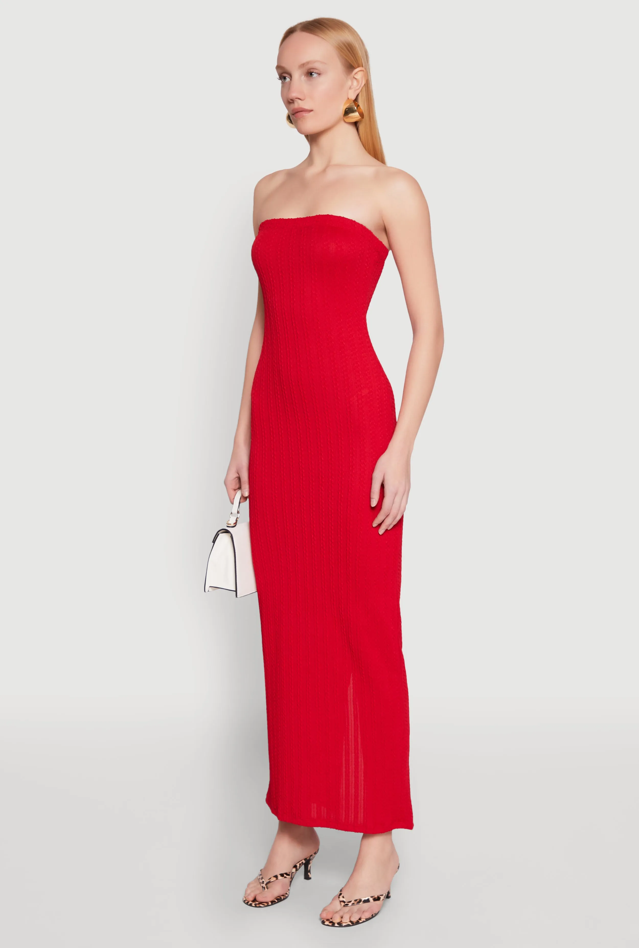 Textured Knit Back Slit Maxi Tube Dress sold by Rainbow product image thumbnail 3