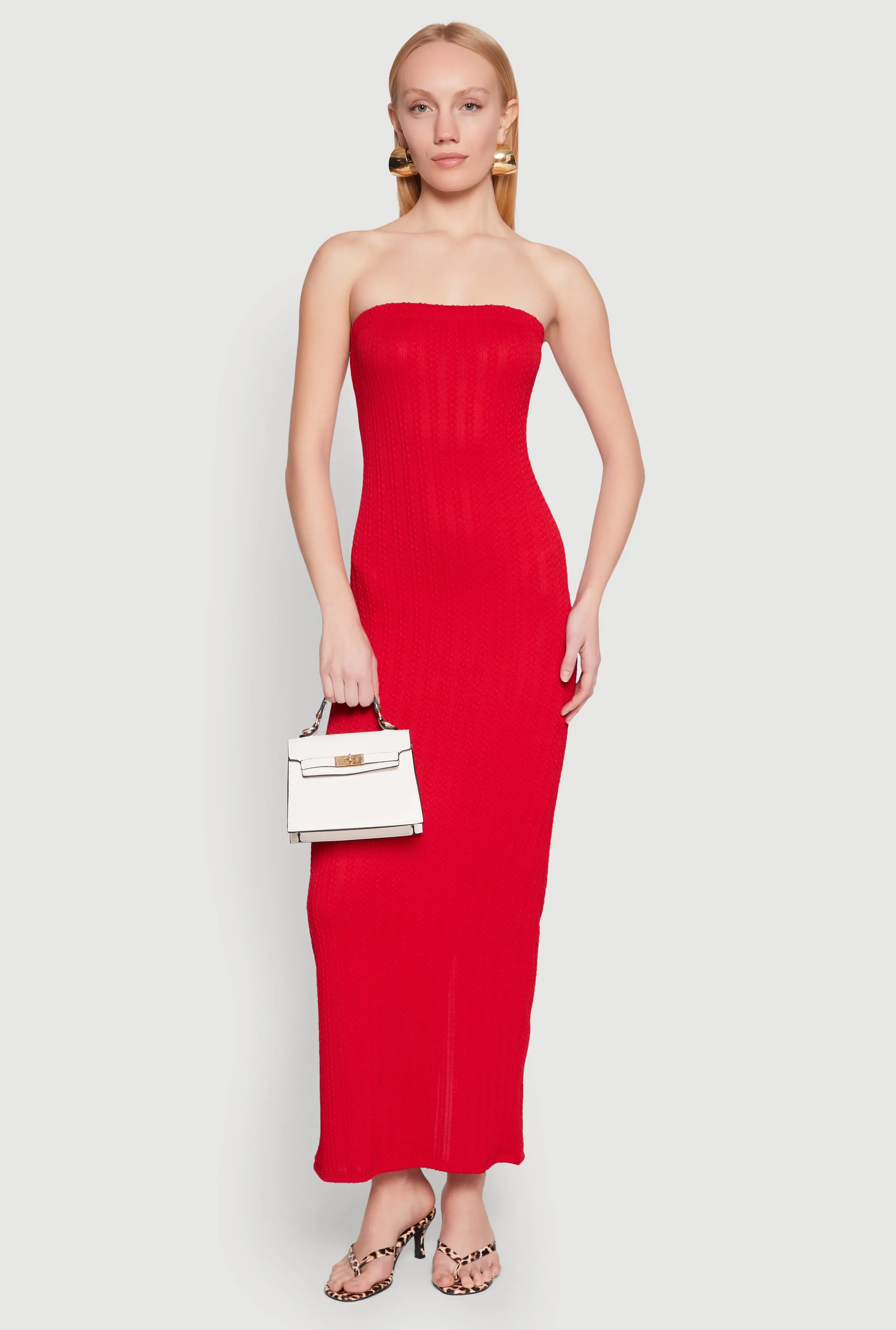 Textured Knit Back Slit Maxi Tube Dress sold by Rainbow