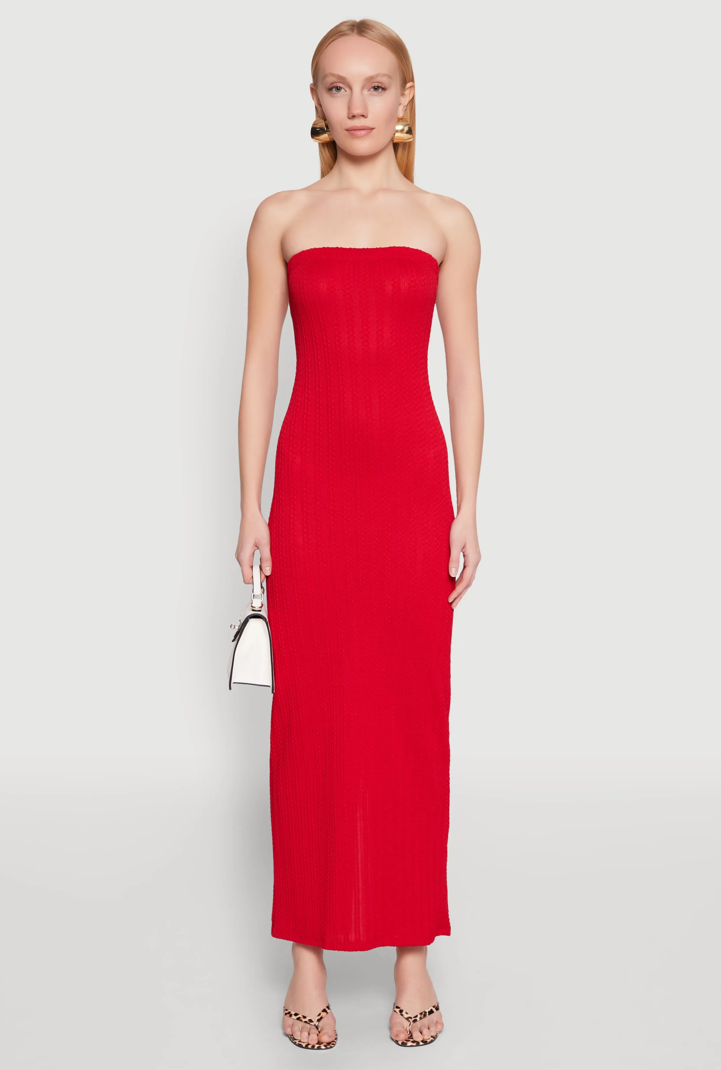 Textured Knit Back Slit Maxi Tube Dress sold by Rainbow product image thumbnail 2