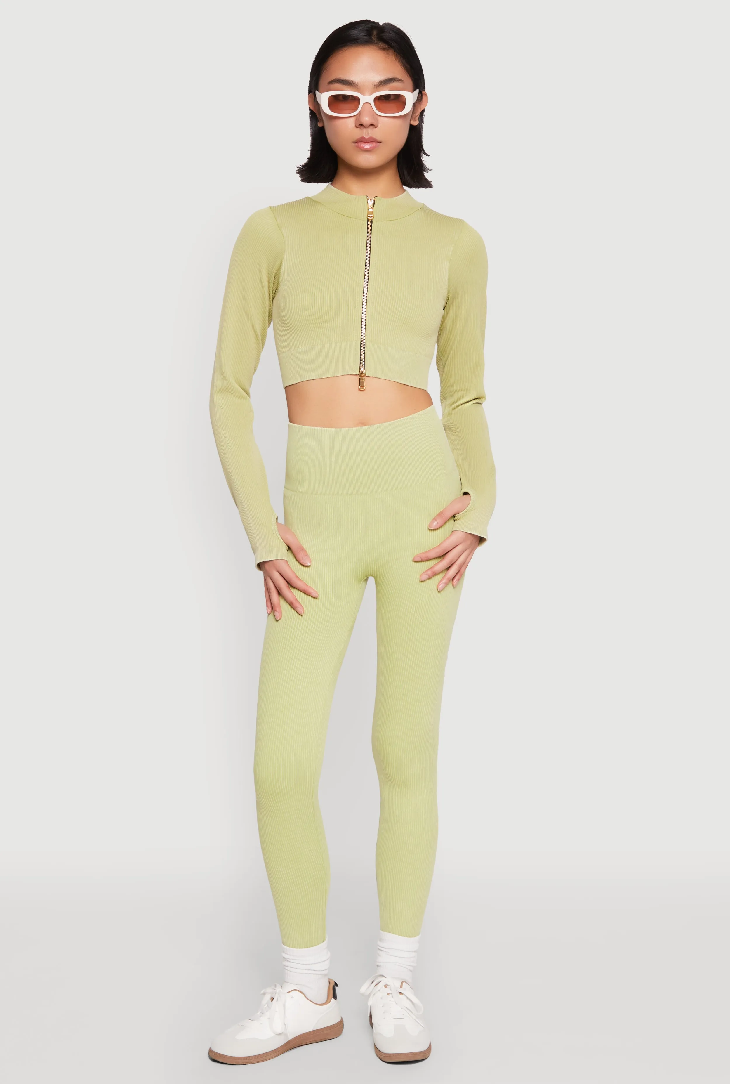 Daisy Ribbed Knit High Waist Leggings sold by Rainbow