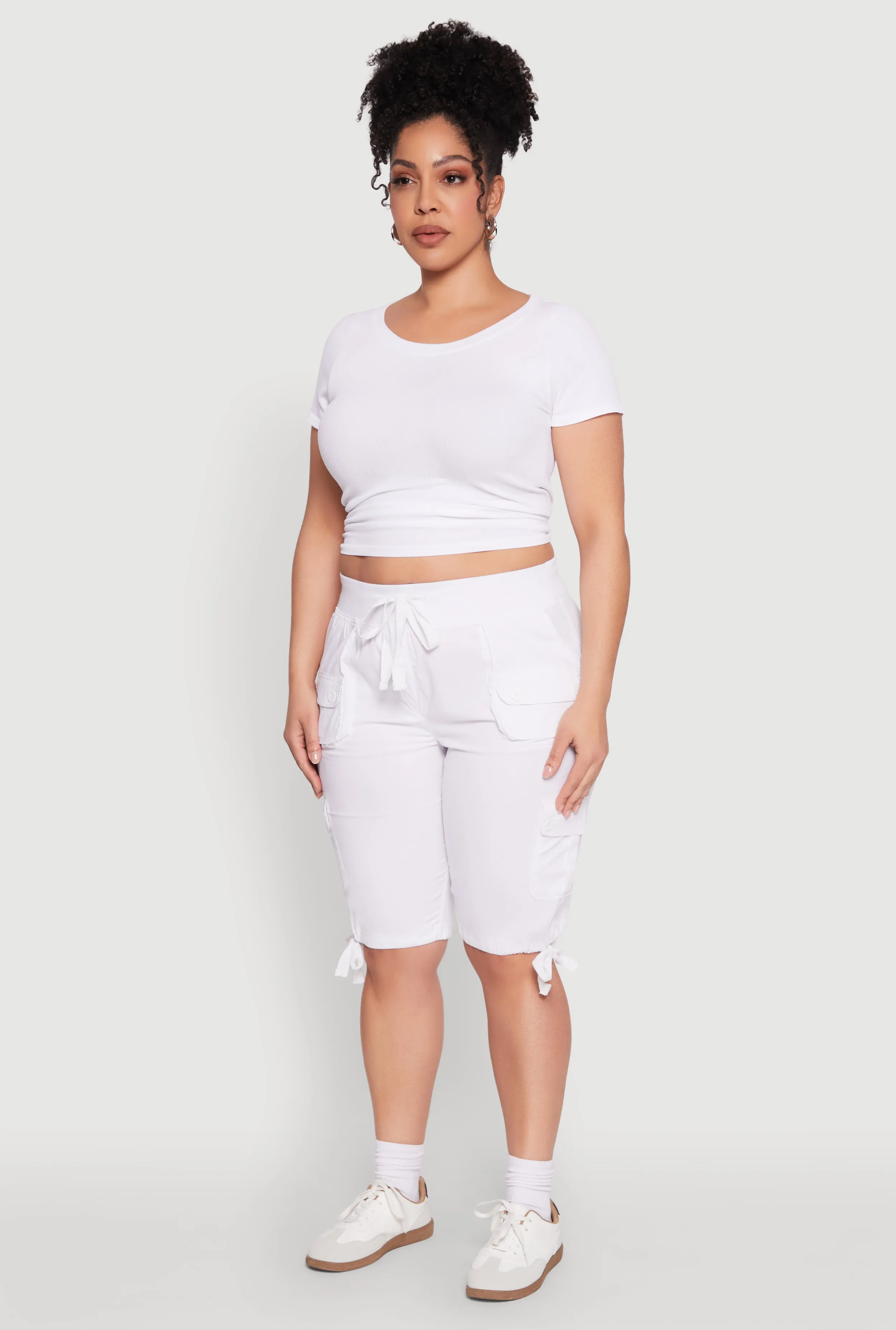 Plus Size Tie Hem Cargo Bermuda Shorts sold by Rainbow product image thumbnail 3