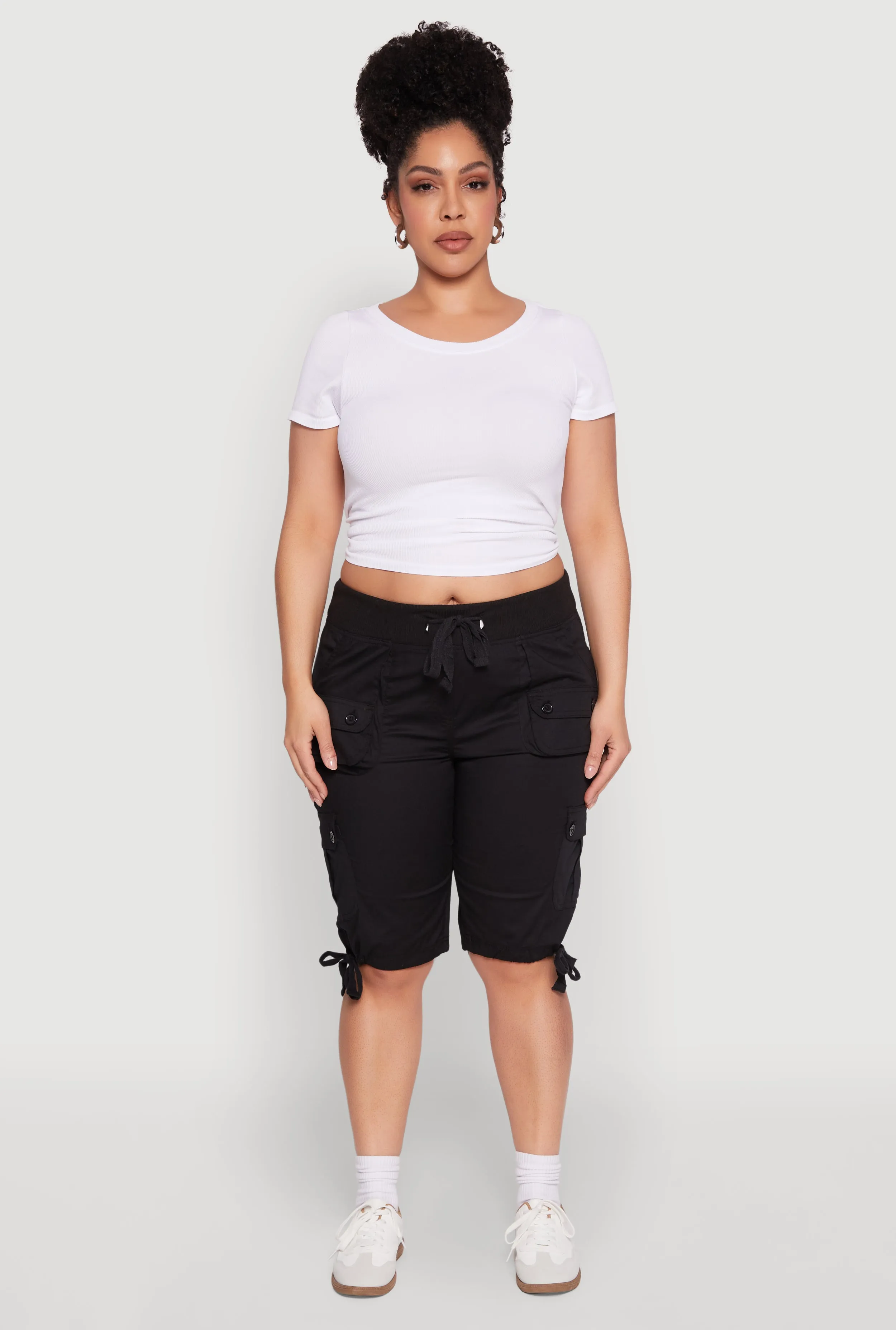 Plus Size Tie Hem Cargo Bermuda Shorts sold by Rainbow