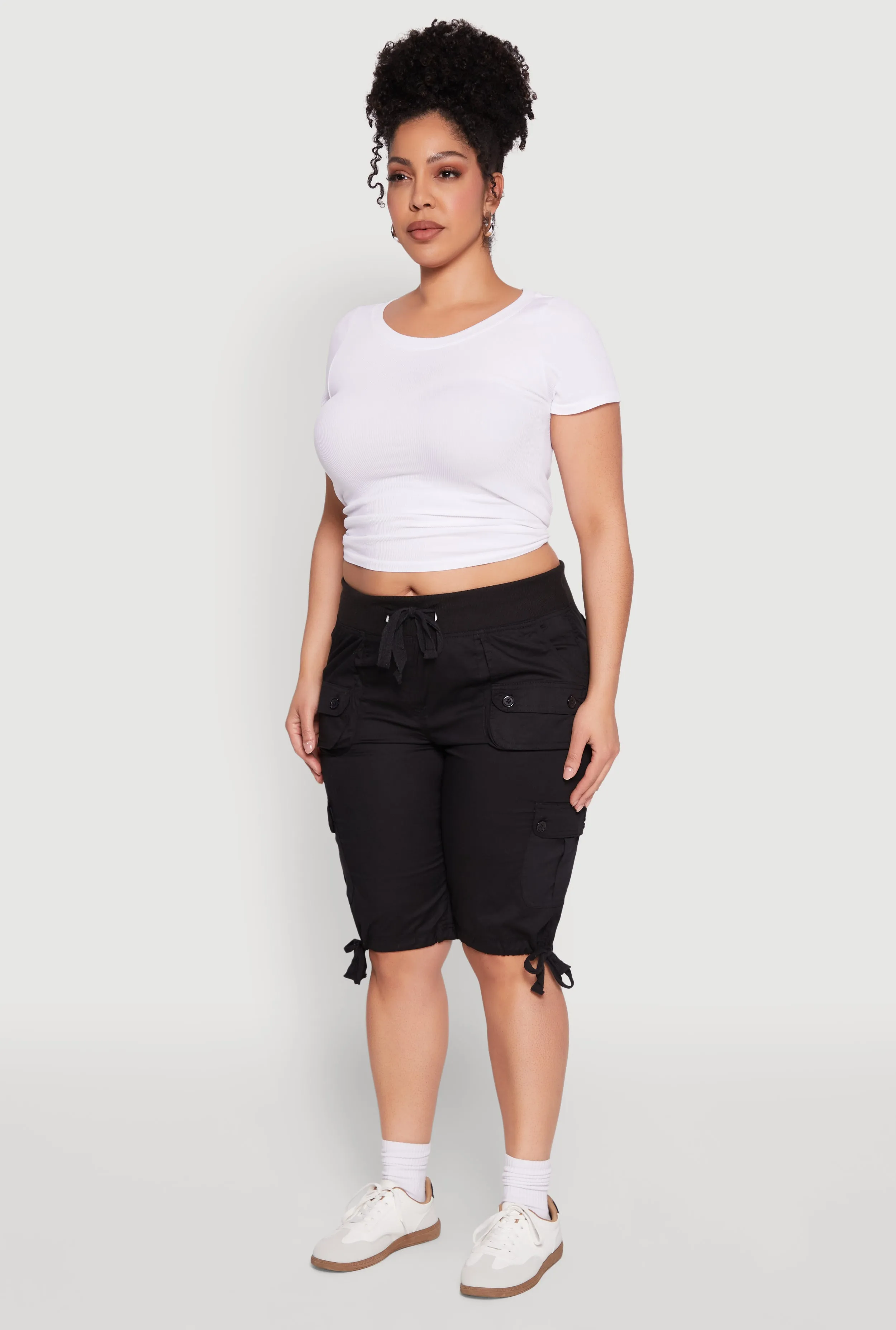 Plus Size Tie Hem Cargo Bermuda Shorts sold by Rainbow product image thumbnail 3
