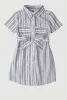 Little Girls Striped Tie Waist Belted Shirt Dress sold by Rainbow