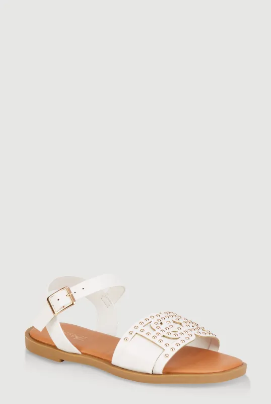 Girls Studded Cut Out Band Ankle Strap Sandals sold by Rainbow