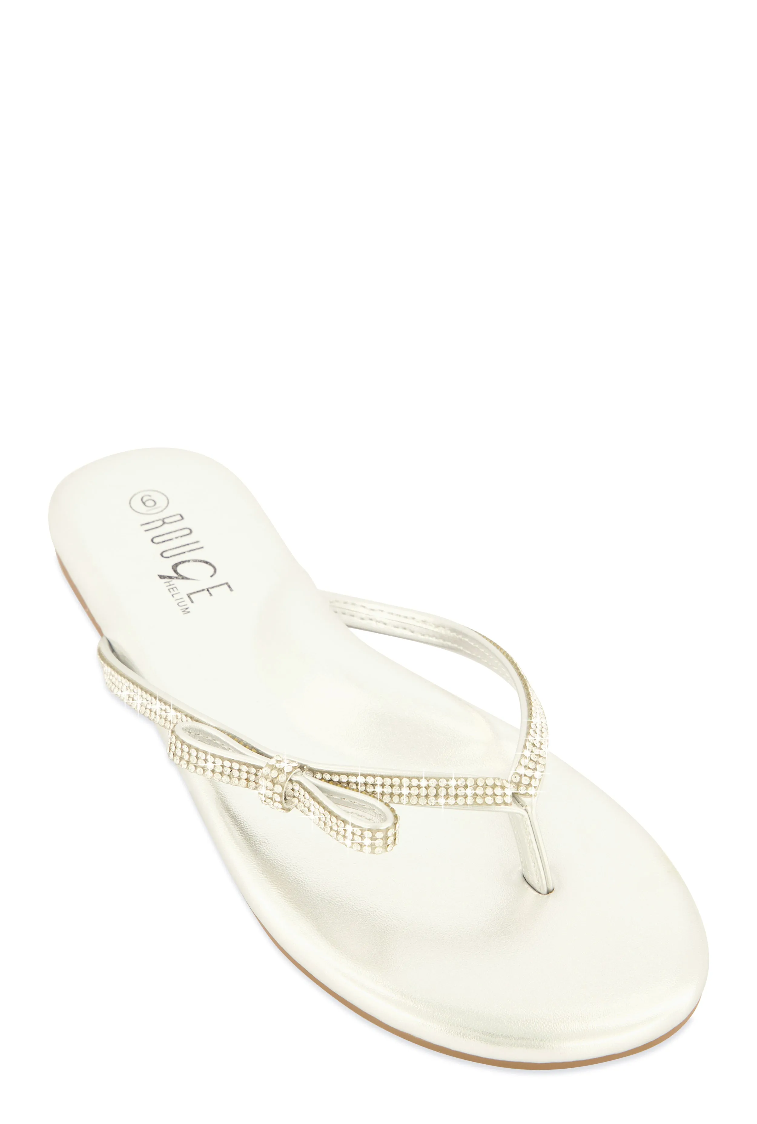 Rhinestone Bow Studded Thong Sandals sold by Rainbow