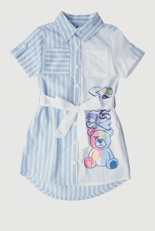 Little Girls Striped Sassy Vibes Graphic Shirt Dress sold by Rainbow