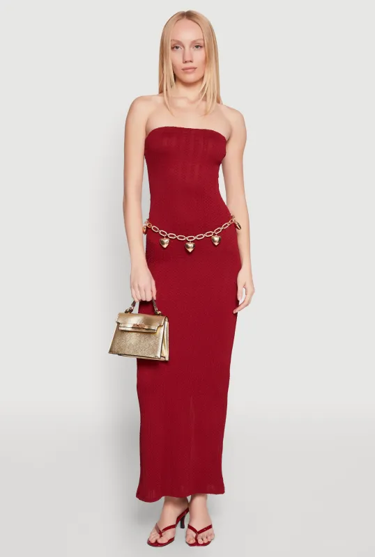 Textured Knit Back Slit Maxi Tube Dress sold by Rainbow