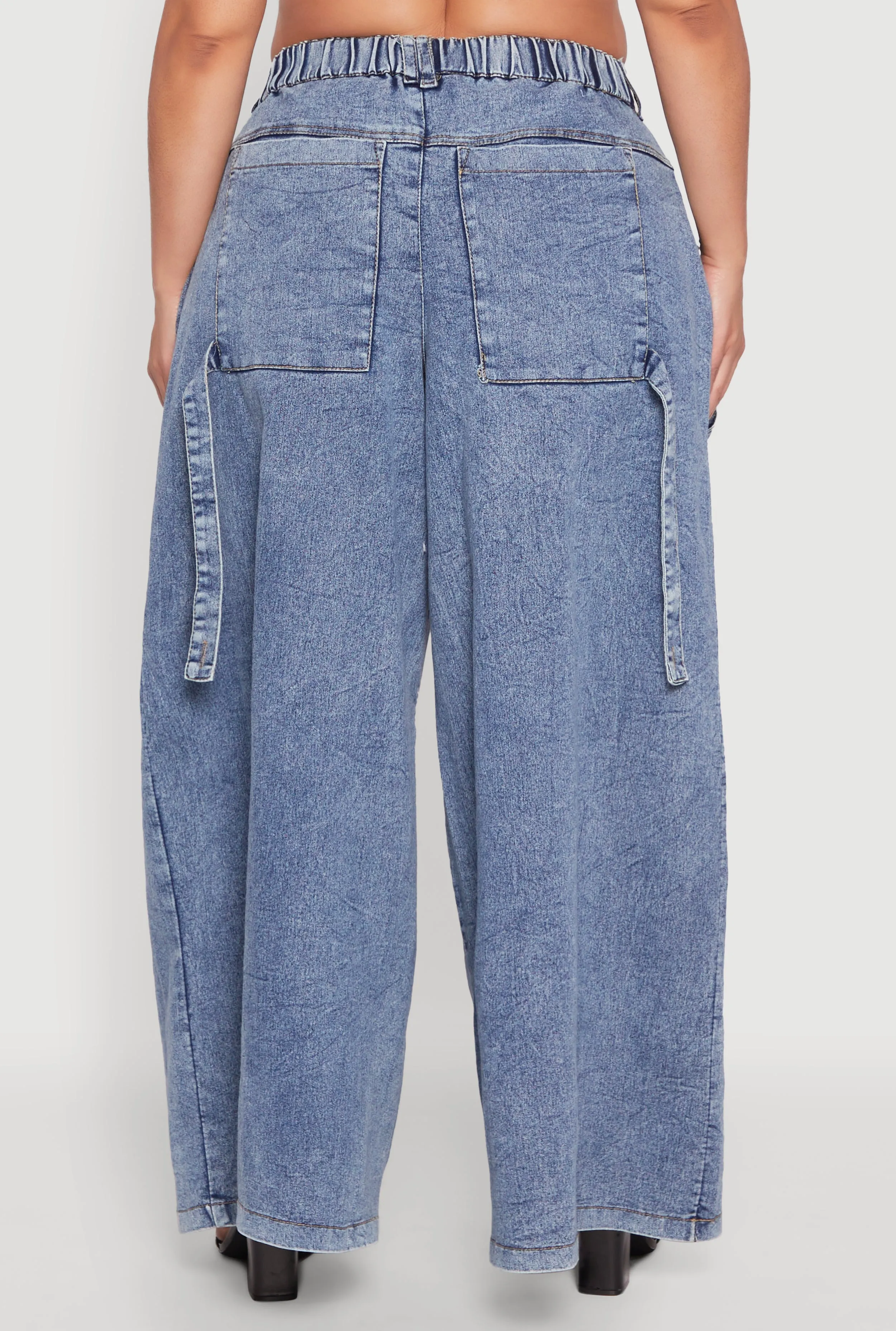 Plus Size Zip Front Cargo Wide Leg Jeans sold by Rainbow product image thumbnail 5