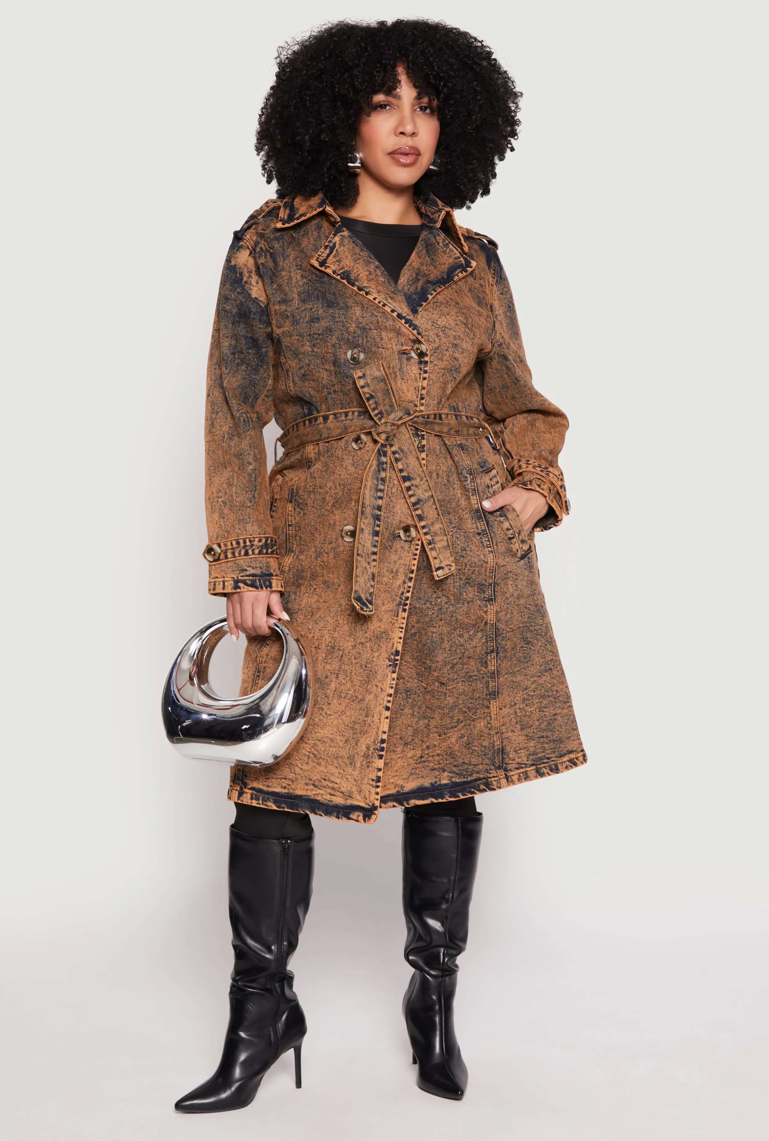 Plus Size Denim Trench Coat sold by Rainbow product image thumbnail 3