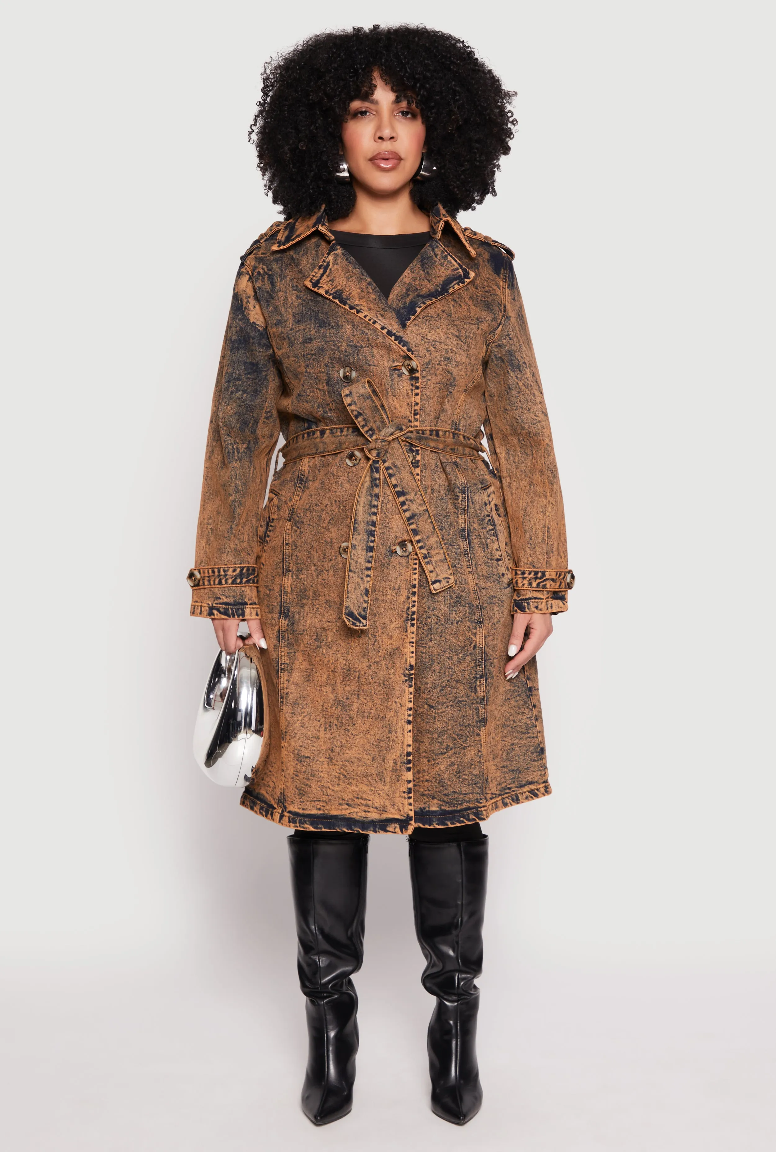 Plus Size Denim Trench Coat sold by Rainbow