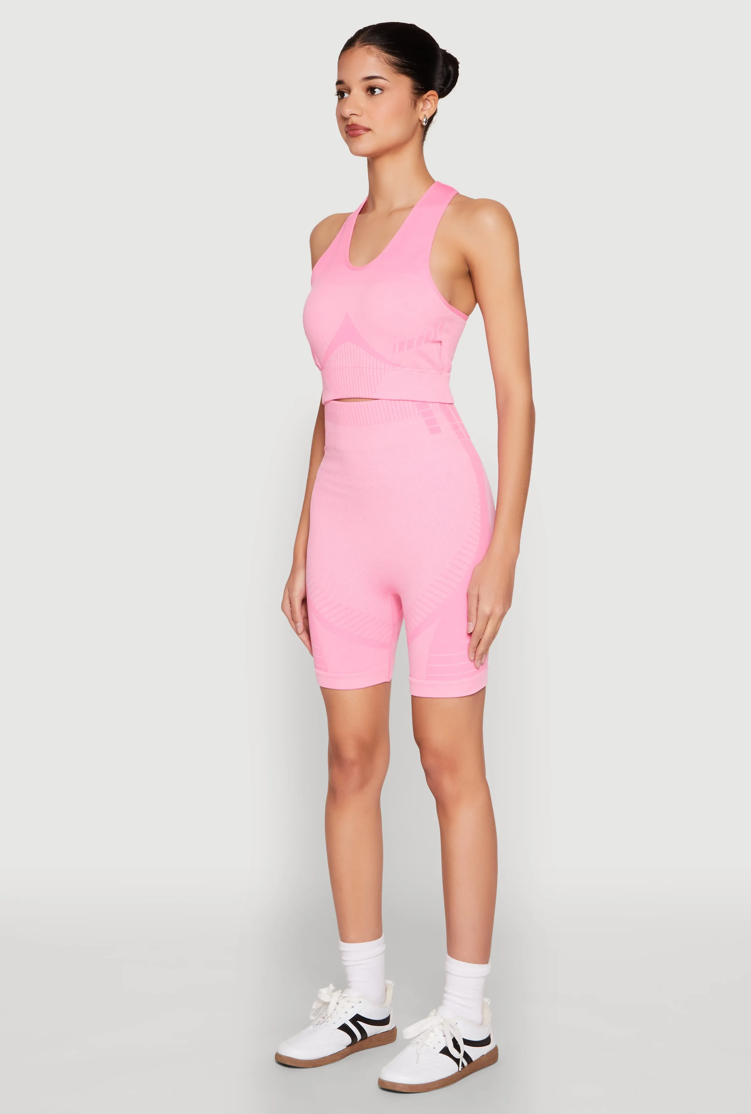 Seamless Rib Knit Two Tone Racerback Tank Top and Shorts sold by Rainbow product image thumbnail 3