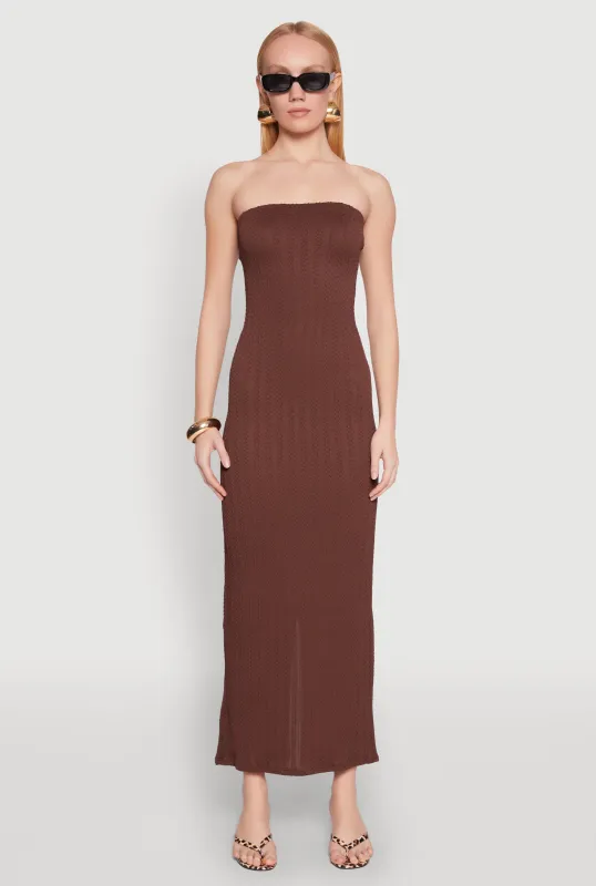 Textured Knit Back Slit Maxi Tube Dress sold by Rainbow