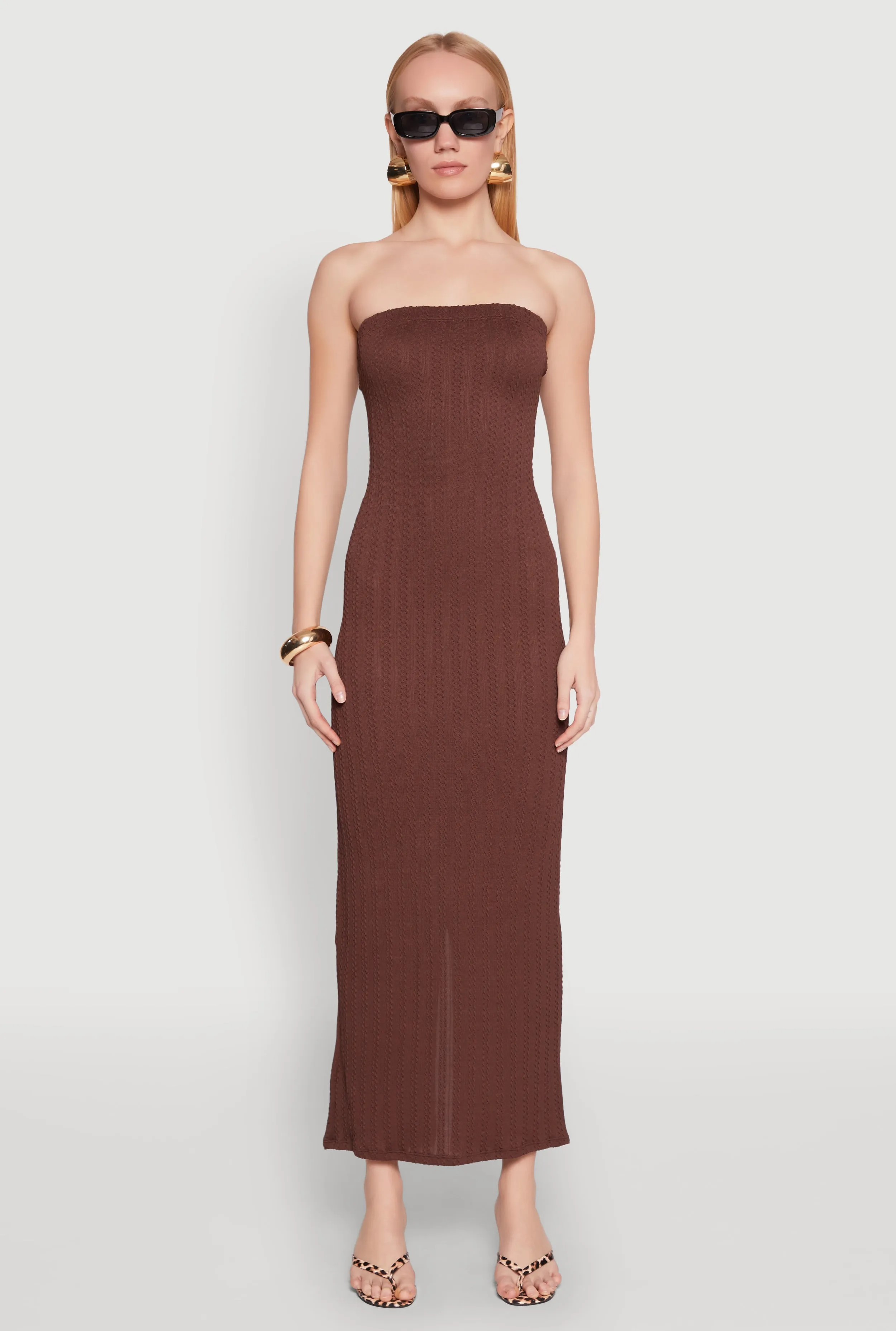 Textured Knit Back Slit Maxi Tube Dress sold by Rainbow