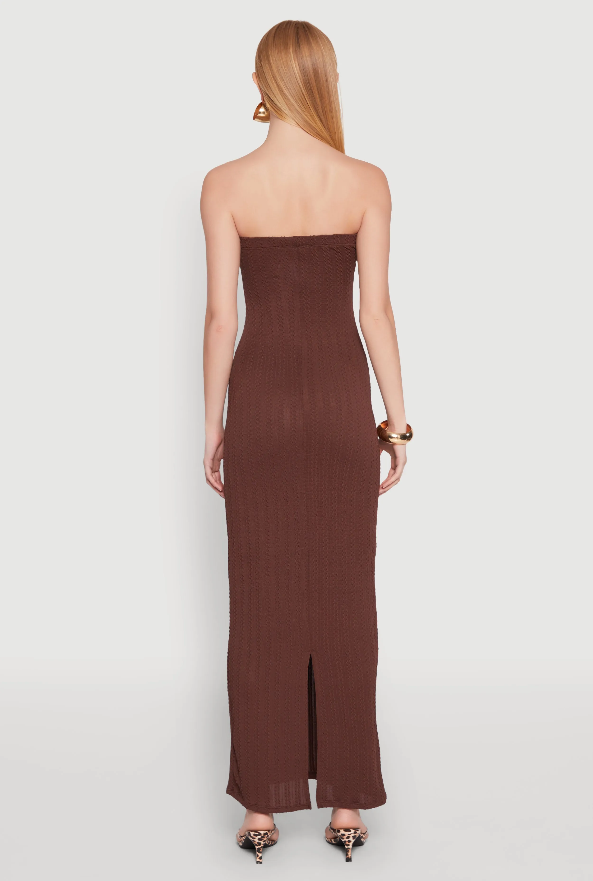 Textured Knit Back Slit Maxi Tube Dress sold by Rainbow product image thumbnail 5
