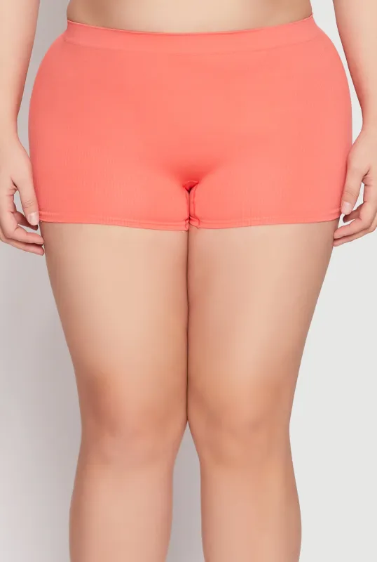 Plus Size Ribbed Seamless Boyshort Panty sold by Rainbow