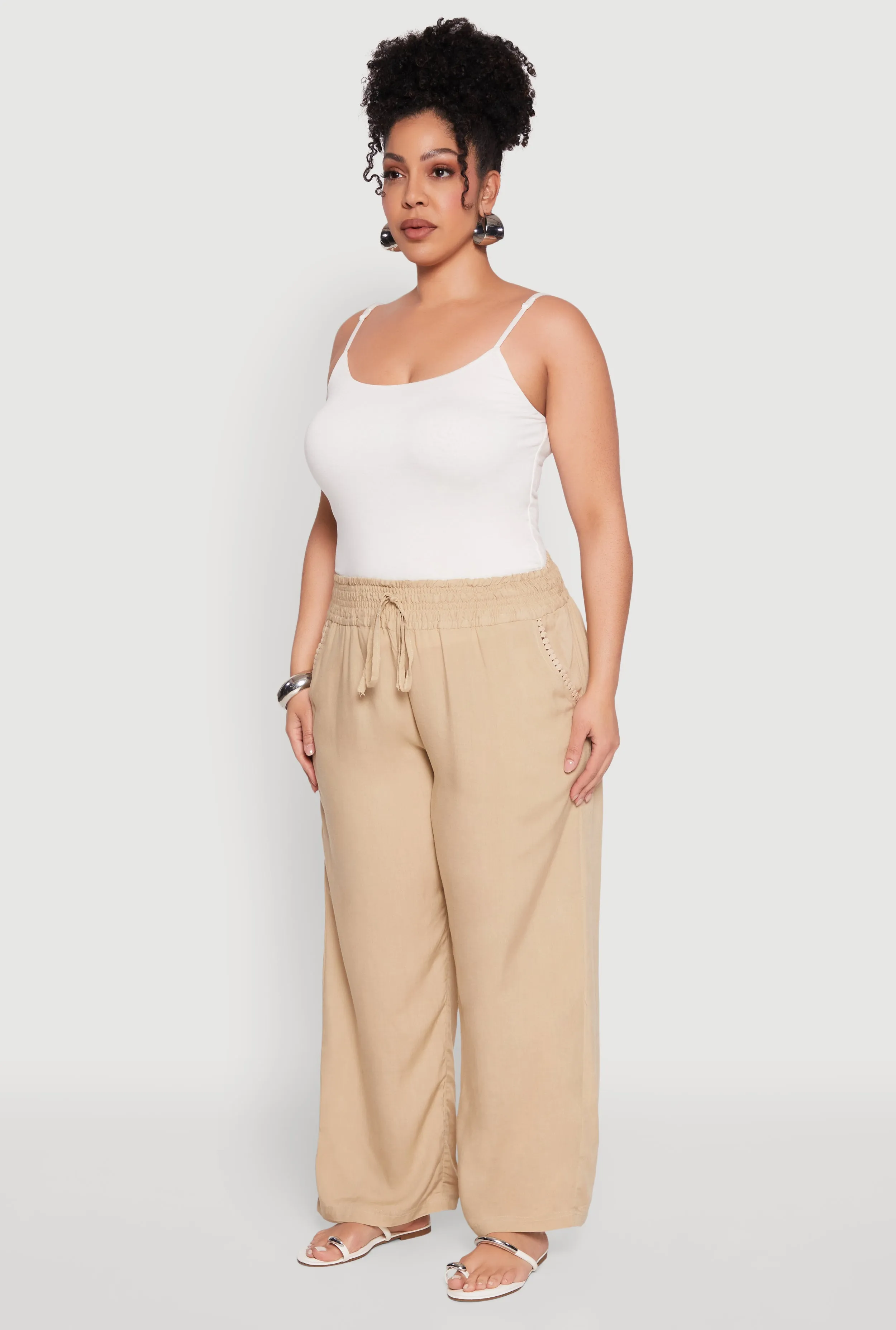 Plus Size Smocked Waist Palazzo Pants sold by Rainbow product image thumbnail 3