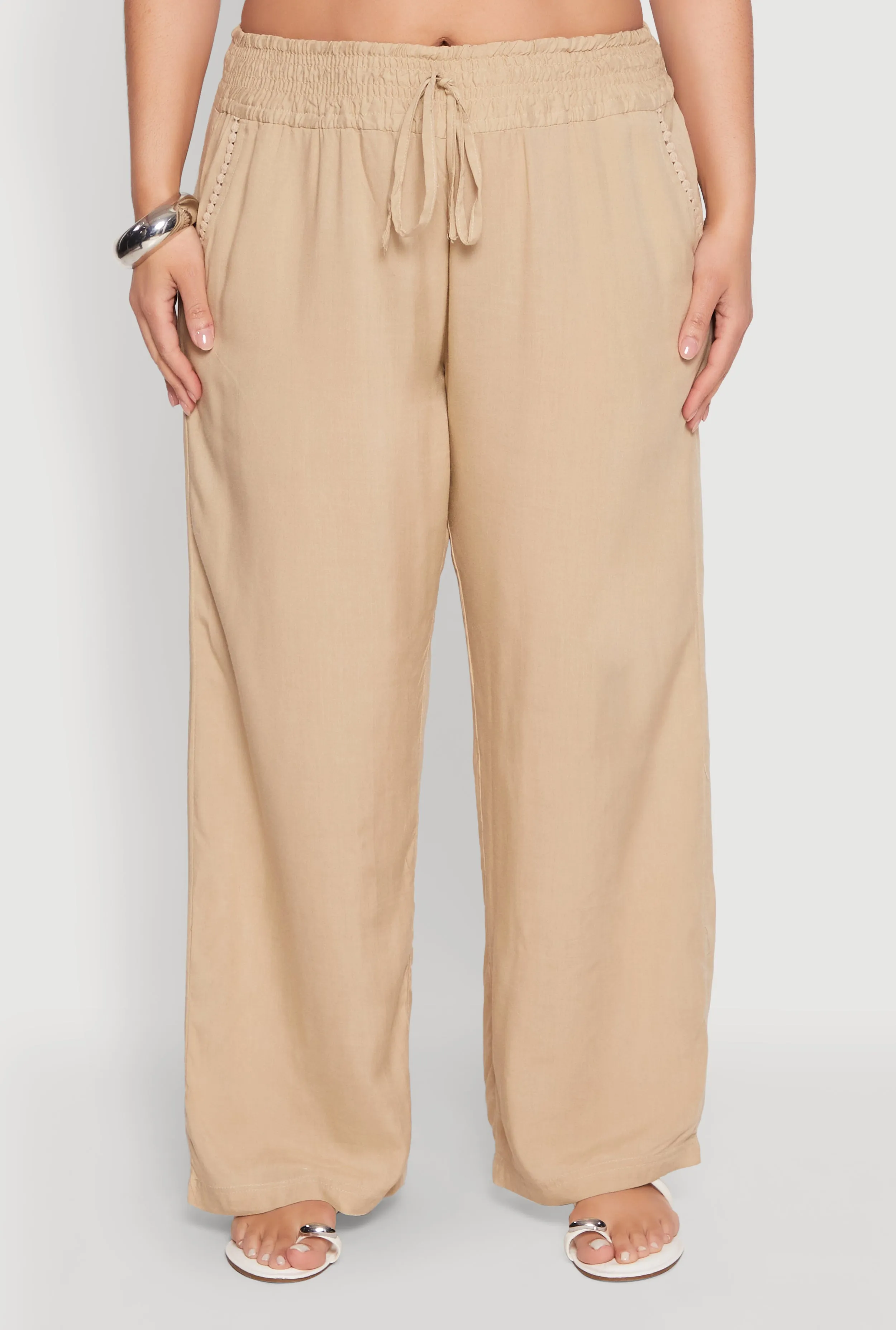 Plus Size Smocked Waist Palazzo Pants sold by Rainbow product image thumbnail 5