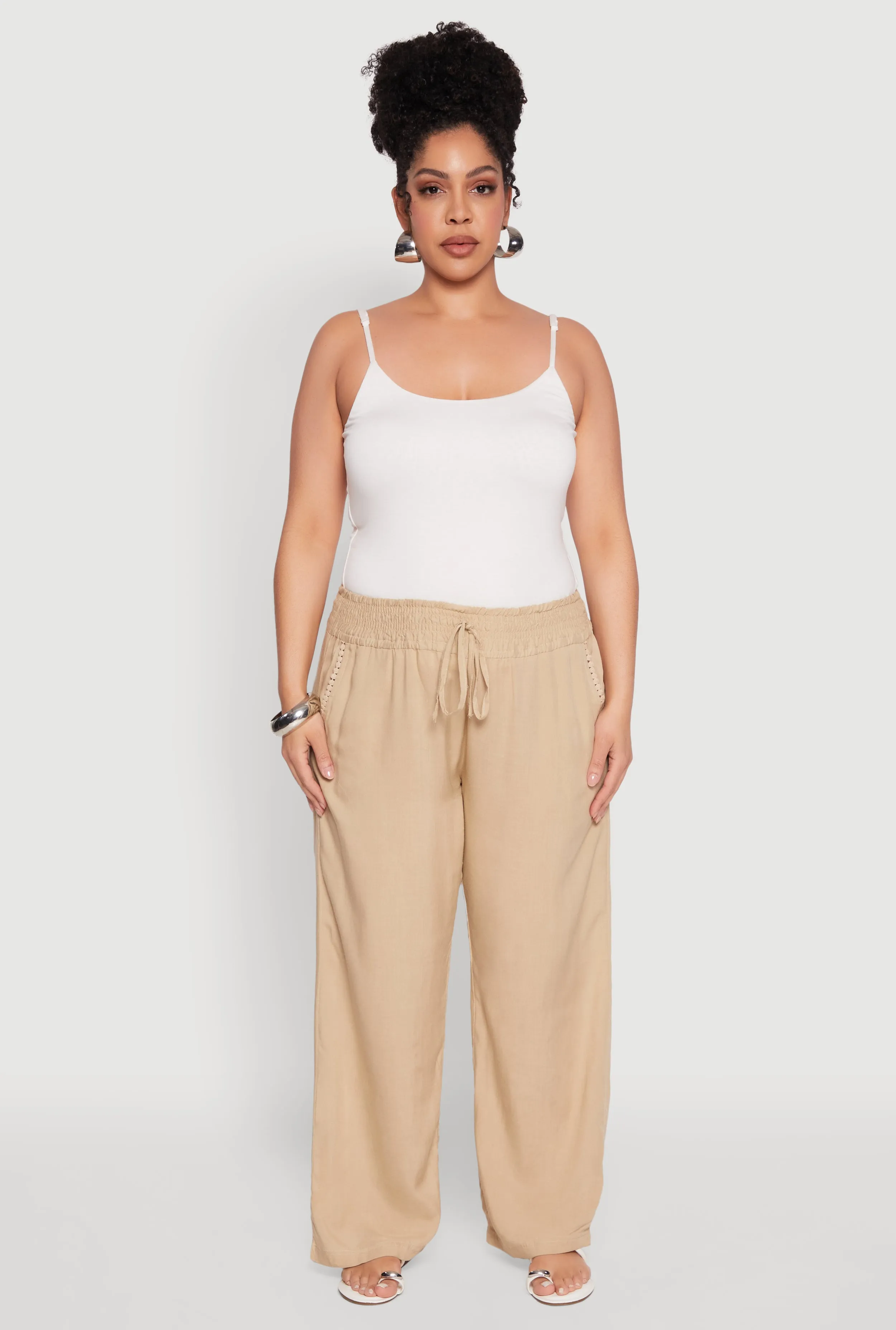 Plus Size Smocked Waist Palazzo Pants sold by Rainbow product image thumbnail 2