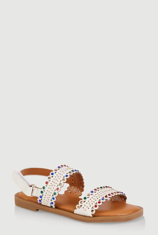 Girls Studded Gemstone Velcro Strap Sandals sold by Rainbow