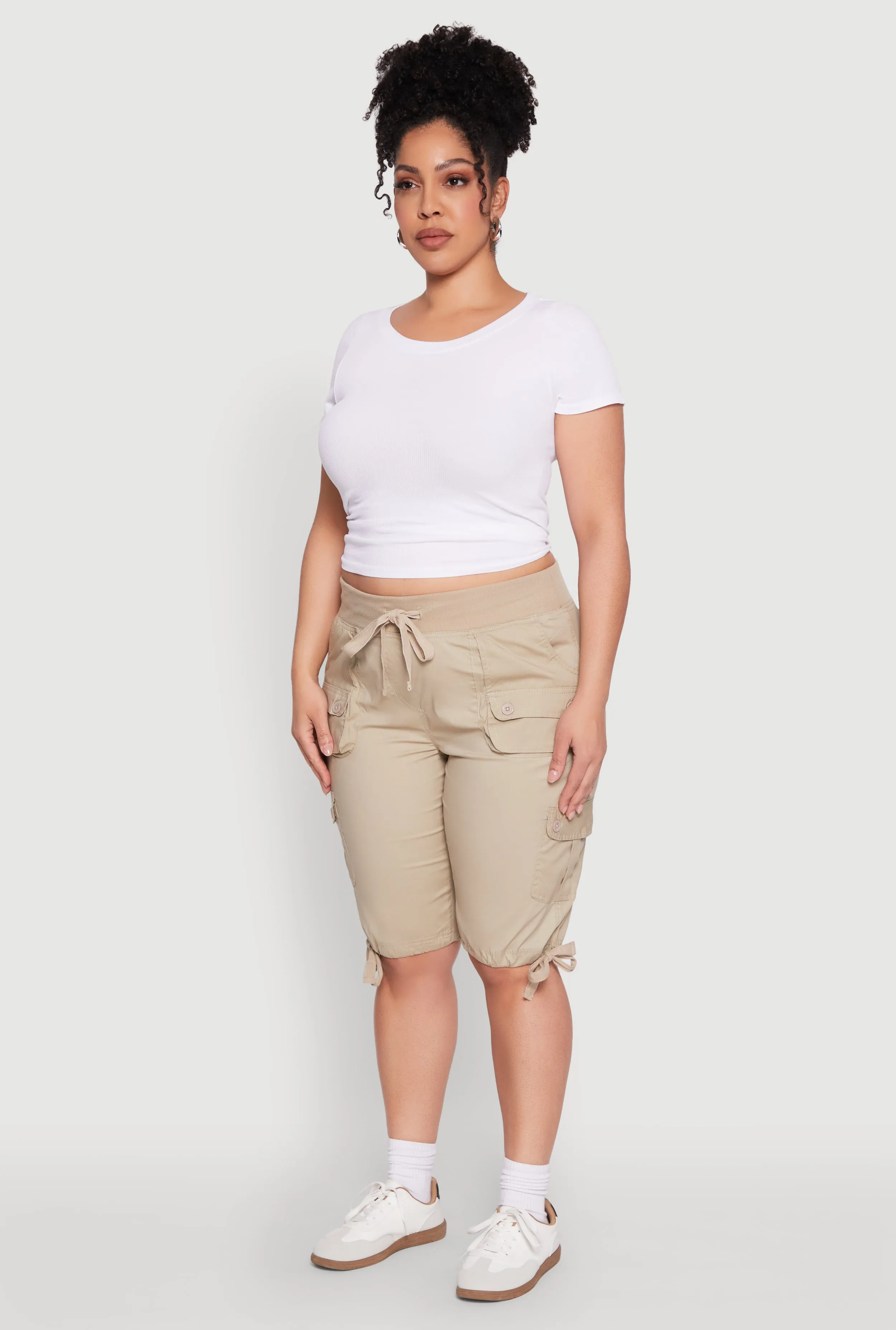 Plus Size Tie Hem Cargo Bermuda Shorts sold by Rainbow product image thumbnail 3