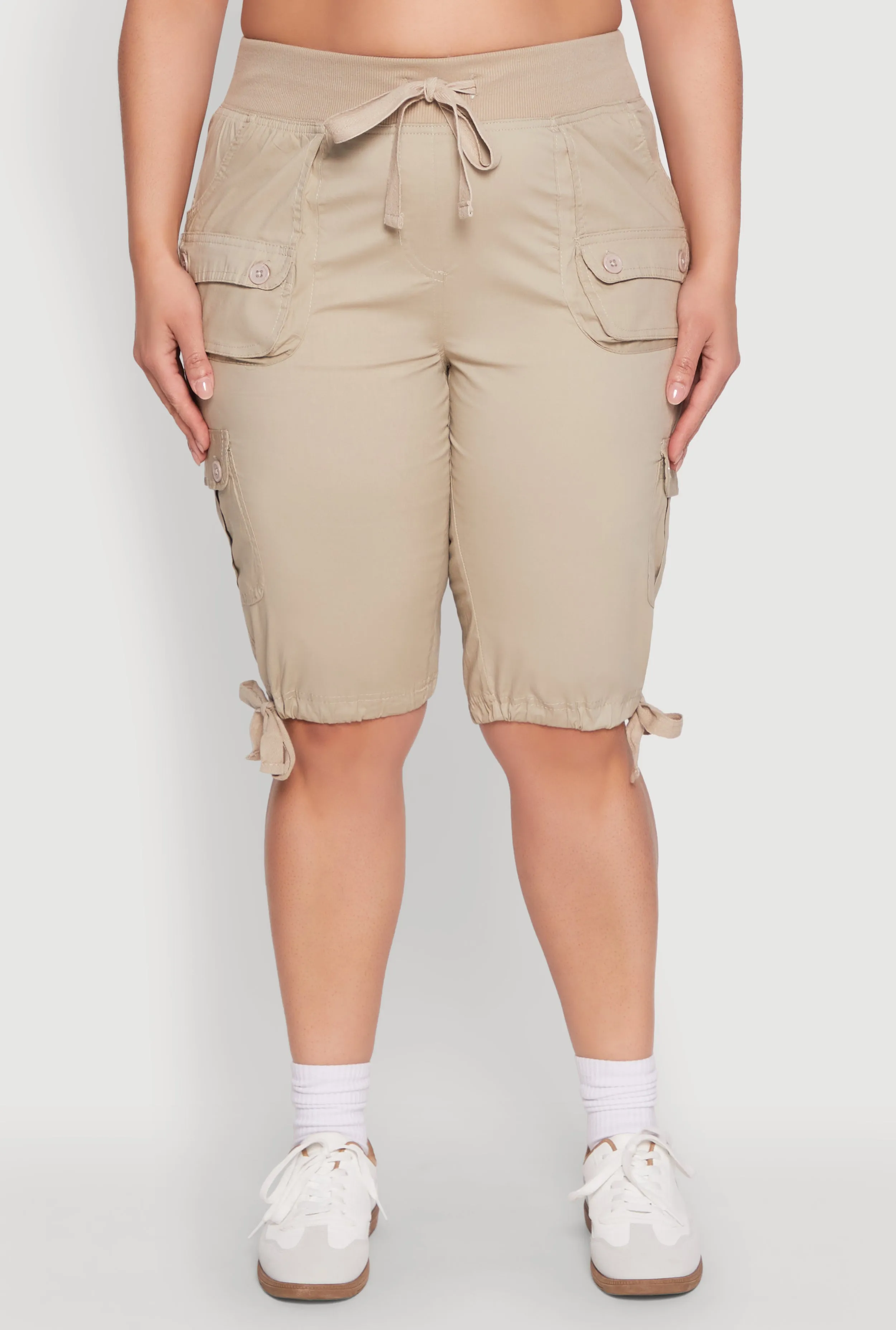 Plus Size Tie Hem Cargo Bermuda Shorts sold by Rainbow product image thumbnail 5